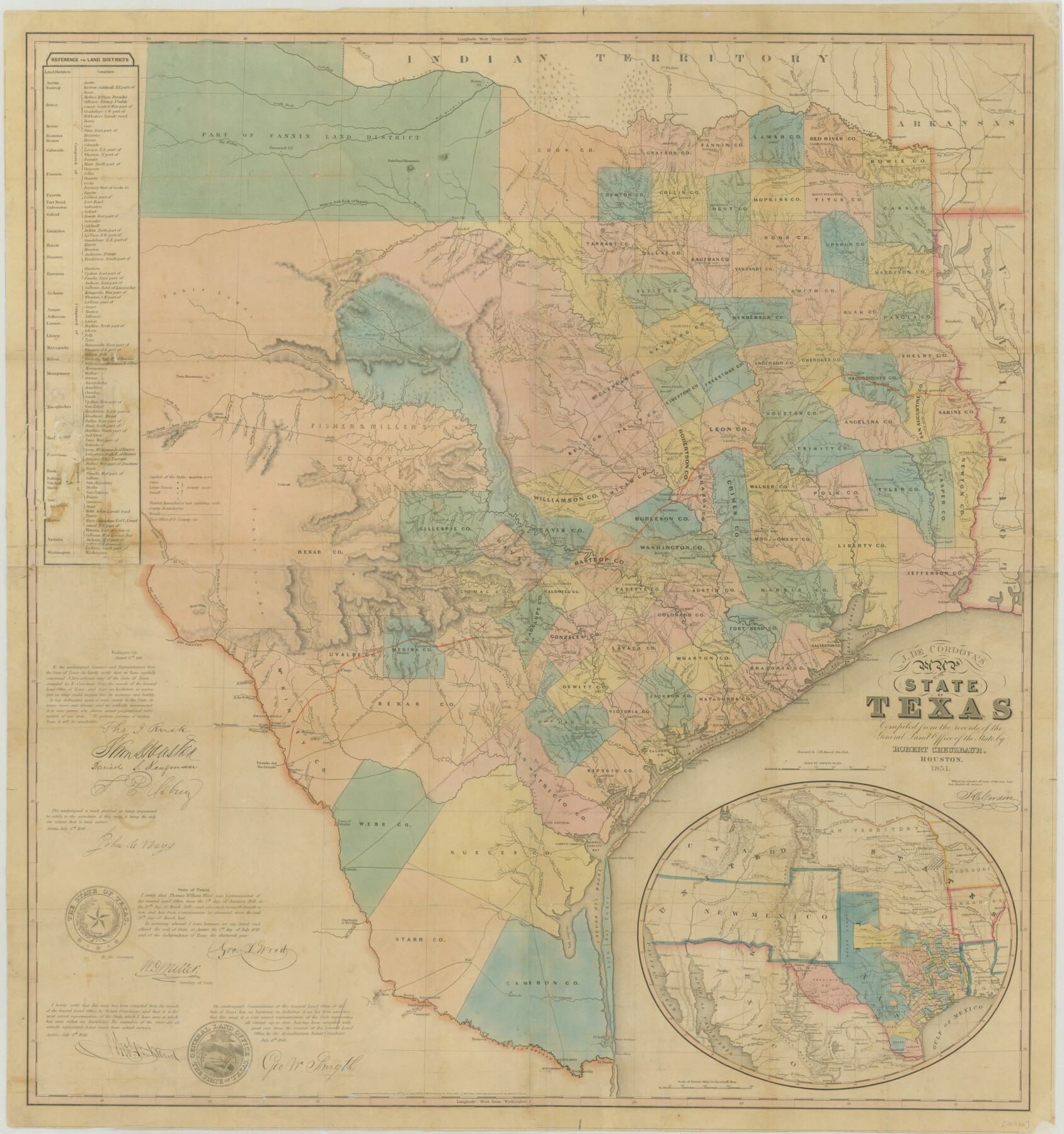 76223, J. De Cordova's Map of the State of Texas Compiled from the records of the General Land Office of the State, Texas State Library and Archives