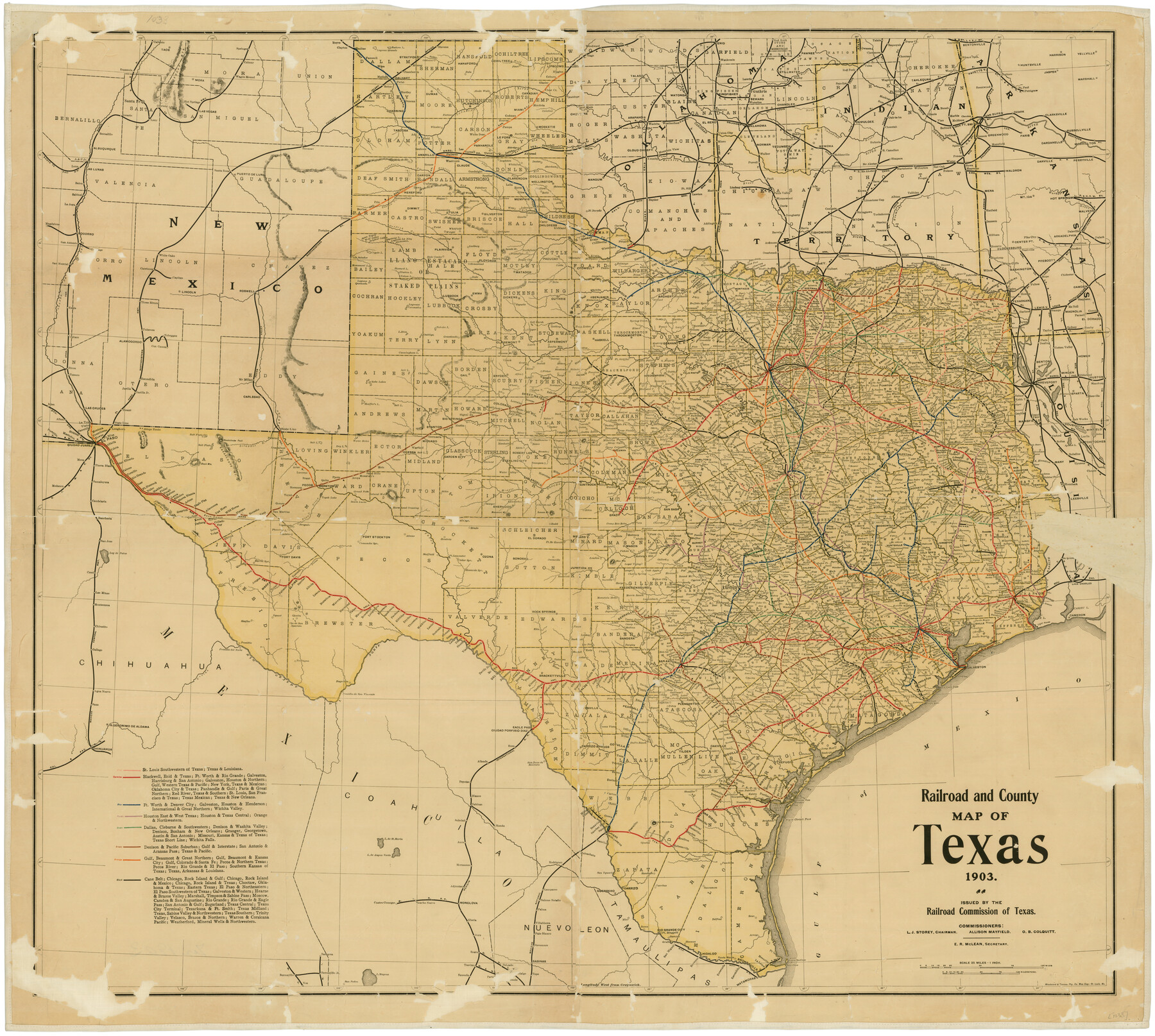 76224, Railroad and County Map of Texas, Texas State Library and Archives