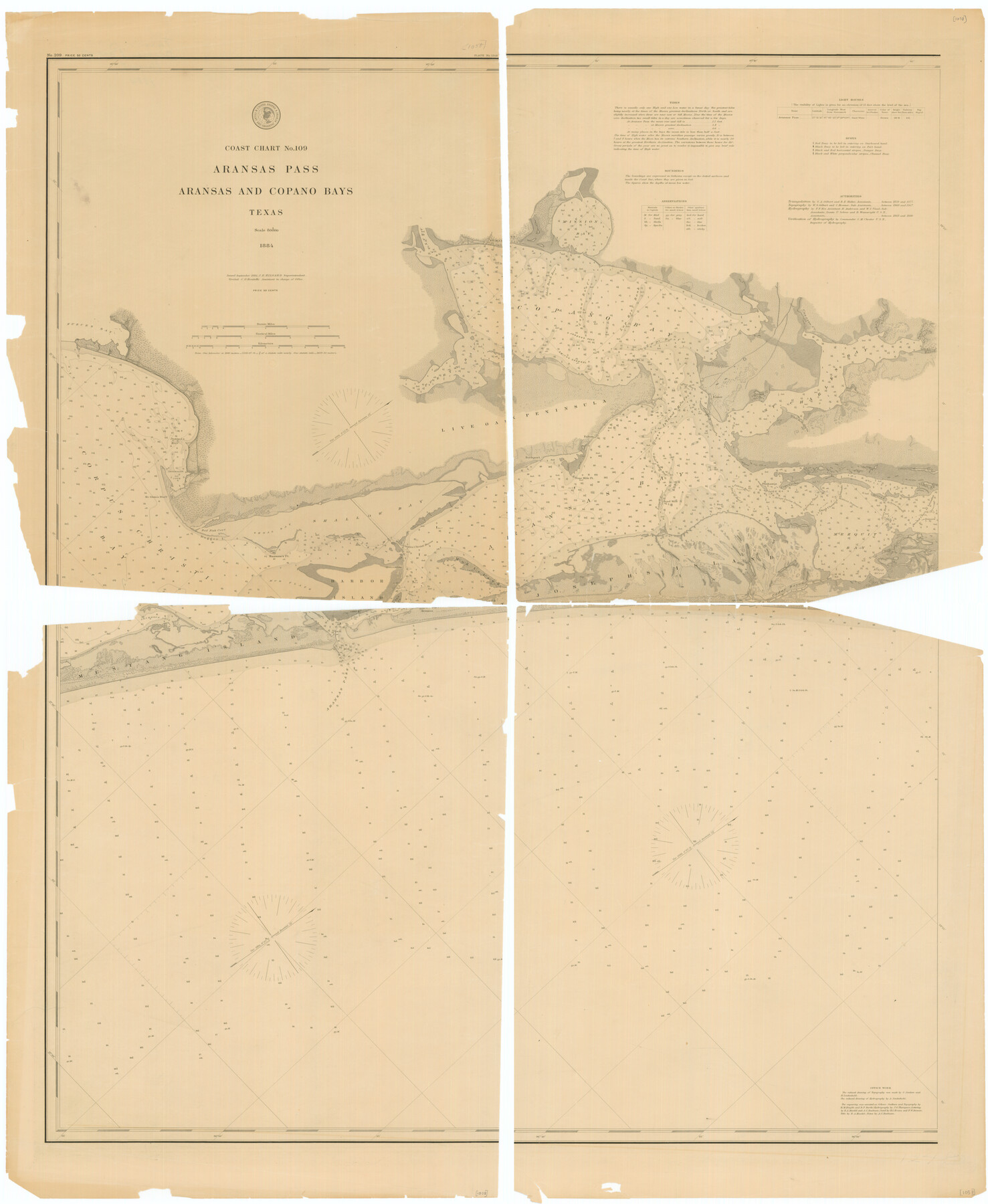 76227, Coast Chart no. 109, Aransas Pass, Aransas and Copano Bays, Texas, Texas State Library and Archives