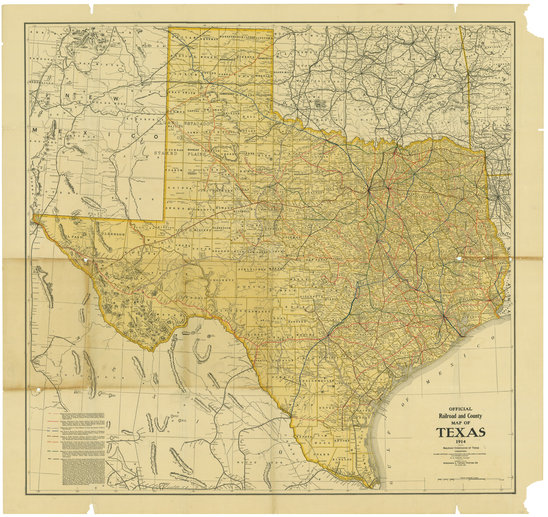 76233, Official Railroad and County Map of Texas, Texas State Library and Archives