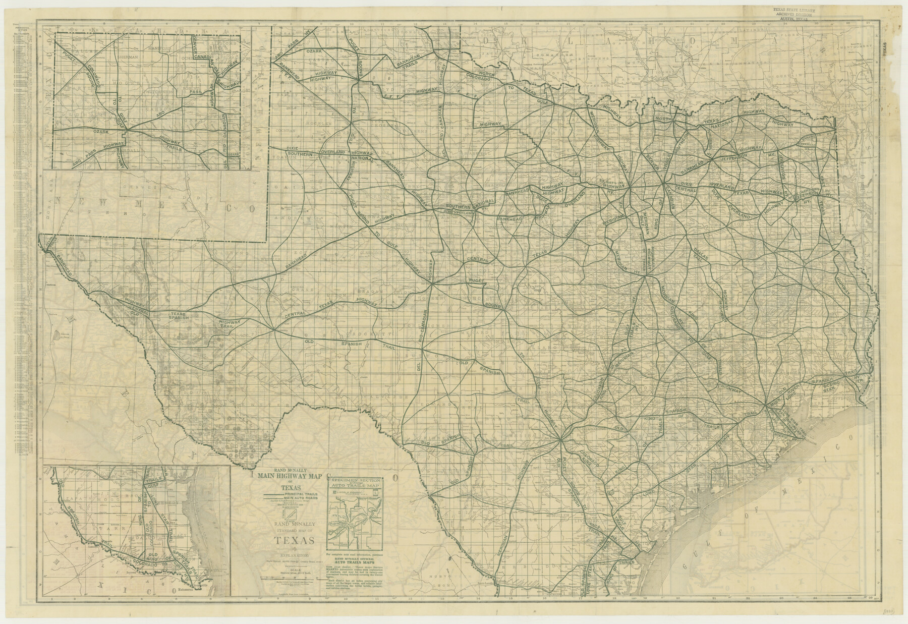 76260, Rand McNally Main Highway Map of Texas, Texas State Library and Archives