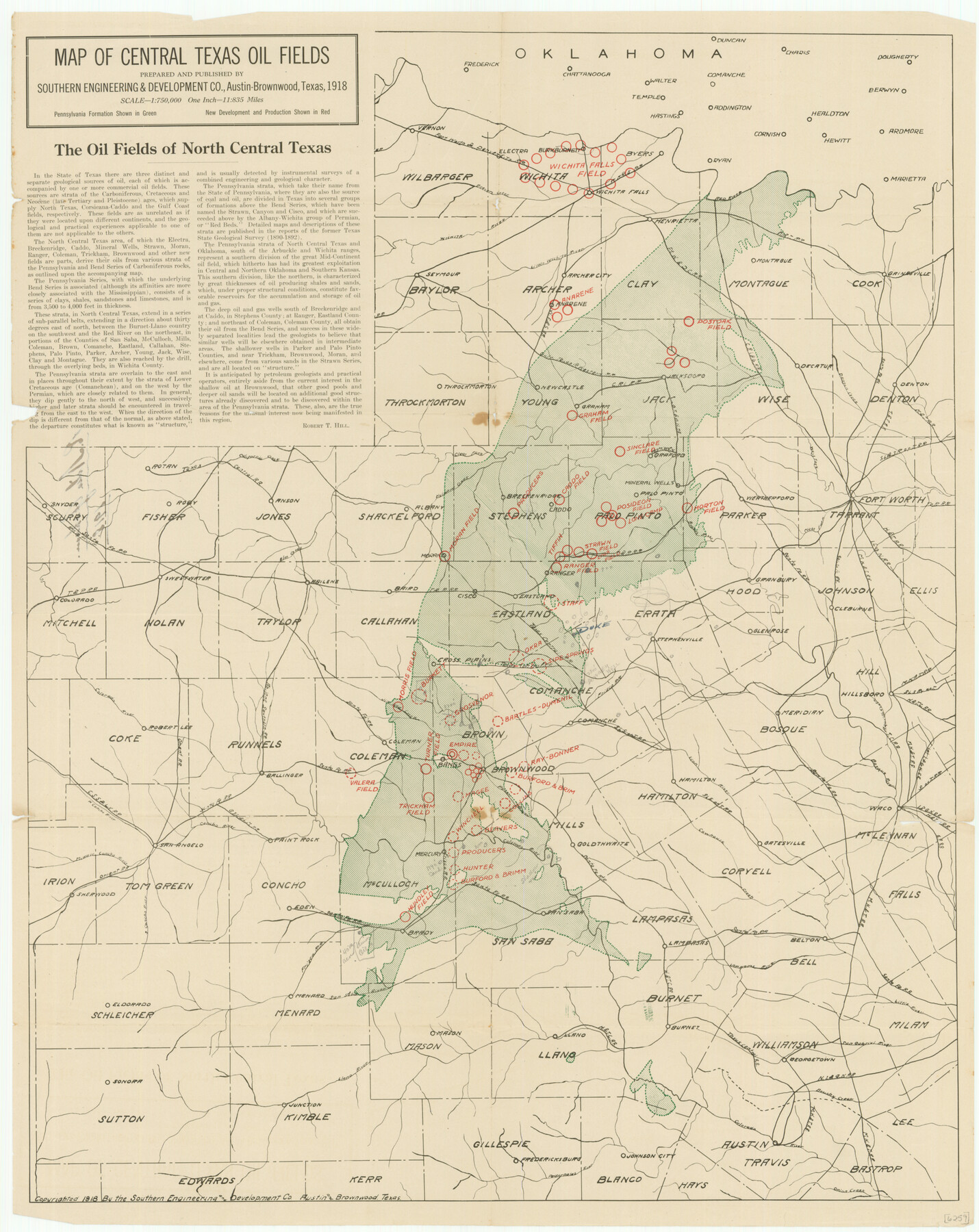 76295, Map of Central Texas Oil Fields, Texas State Library and Archives