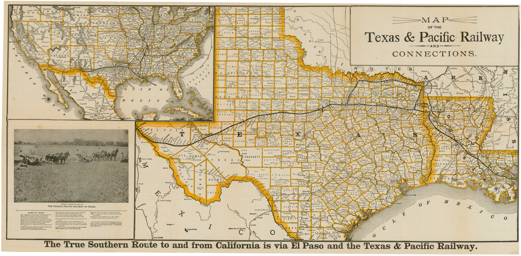 76298, Map of the Texas and Pacific Railway and Connections, Texas State Library and Archives
