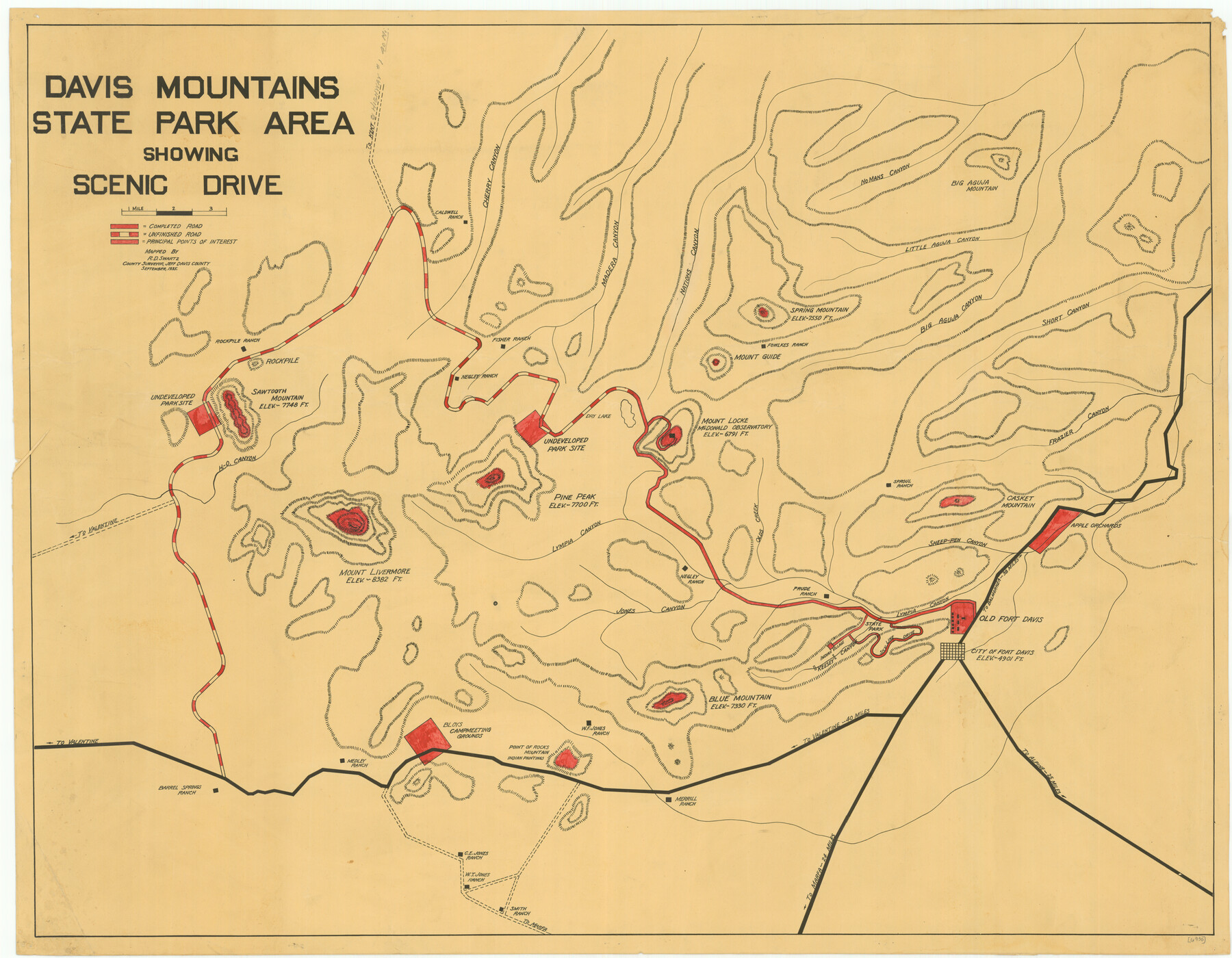 76312, Davis Mountains State Park Area Showing Scenic Drive, Texas State Library and Archives