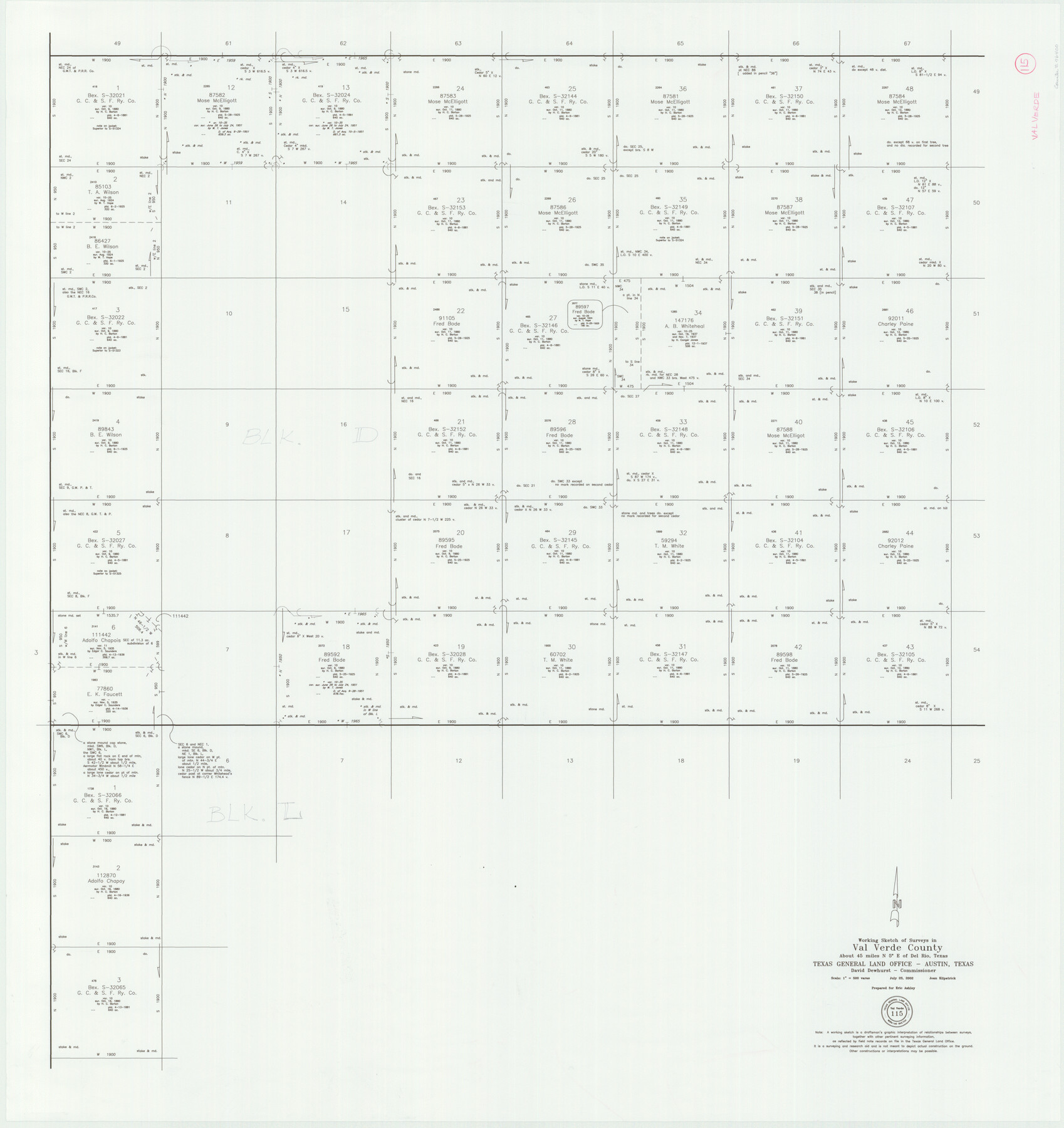 76400, Val Verde County Working Sketch 115, General Map Collection