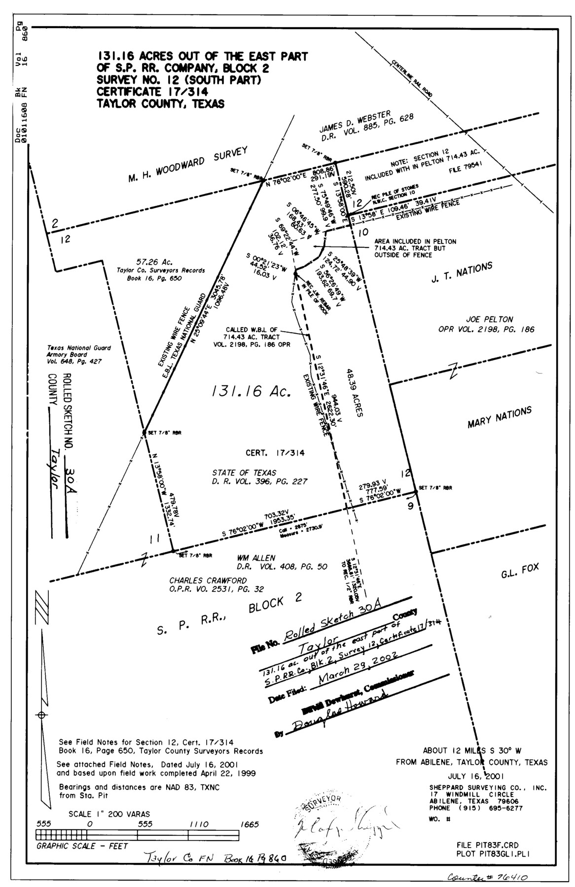 76410, Taylor County Rolled Sketch 30A, General Map Collection