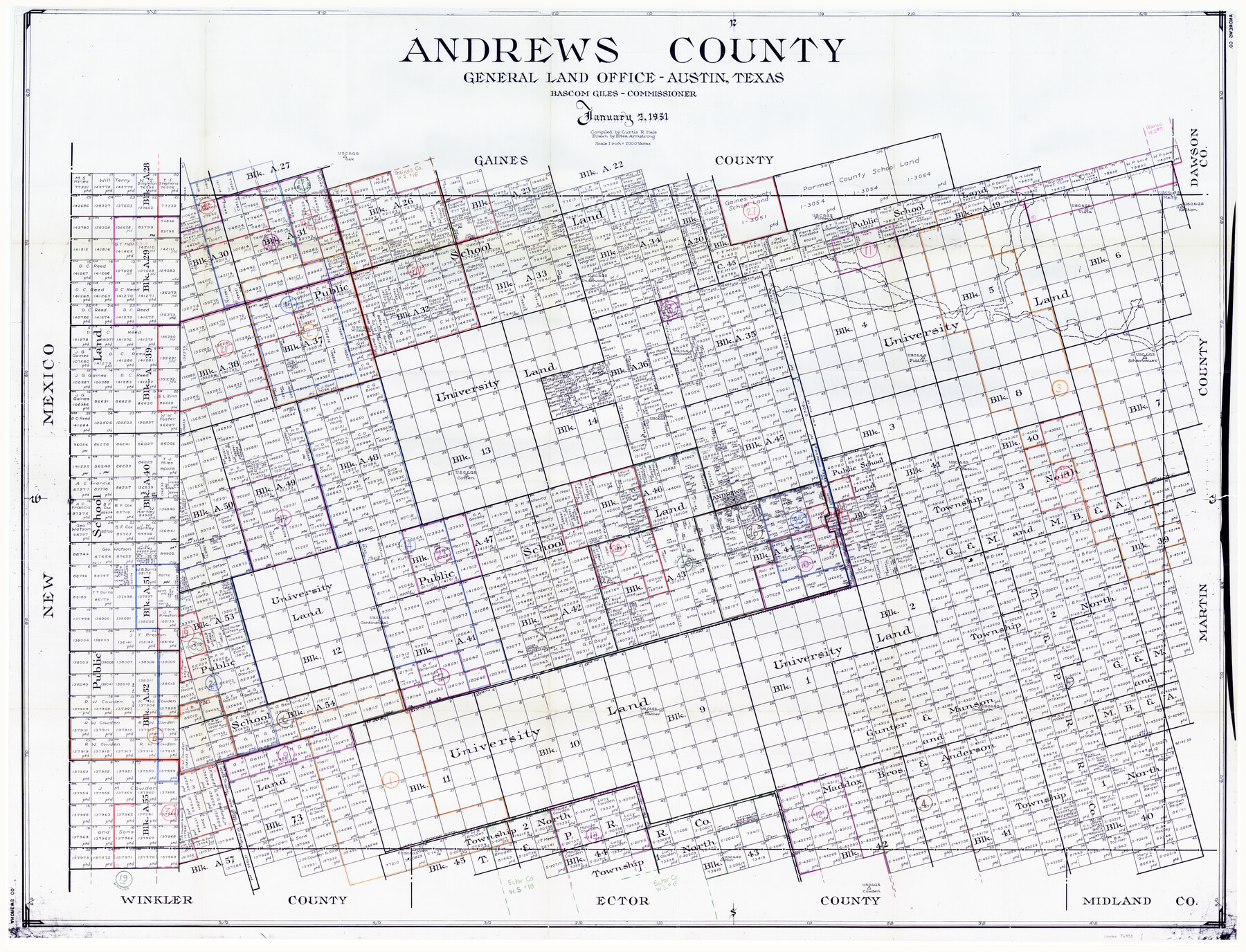 76453, Andrews County Working Sketch Graphic Index, General Map Collection