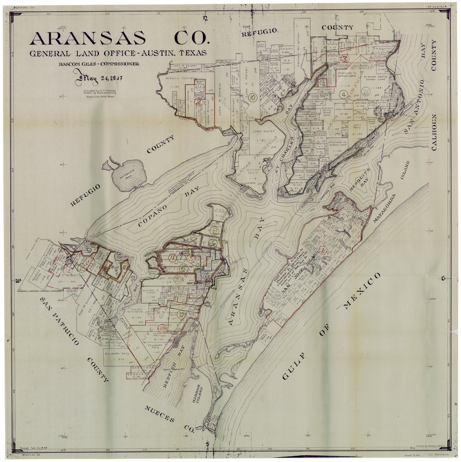 76455, Aransas County Working Sketch Graphic Index, General Map Collection

