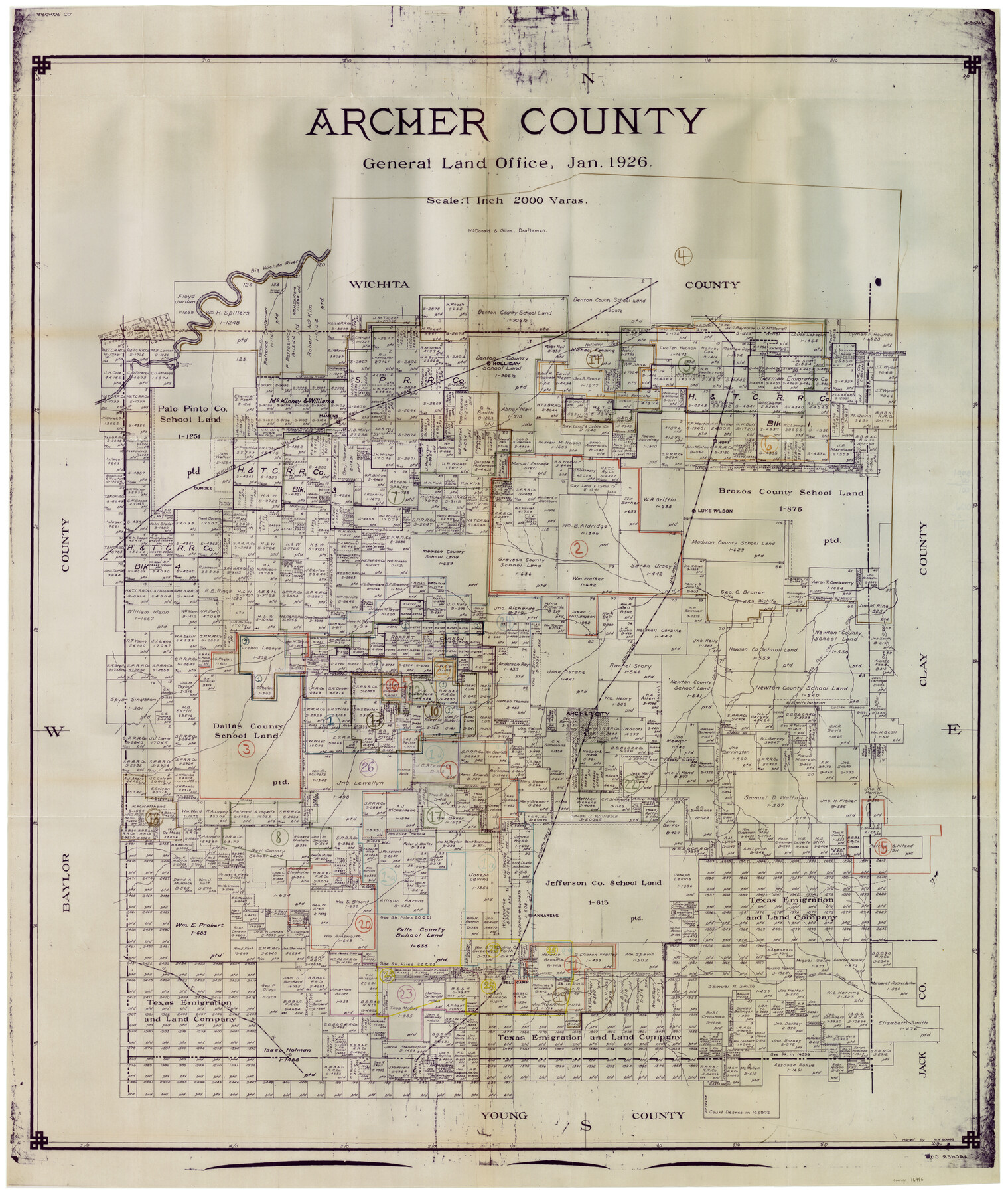 76456, Archer County Working Sketch Graphic Index, General Map Collection
