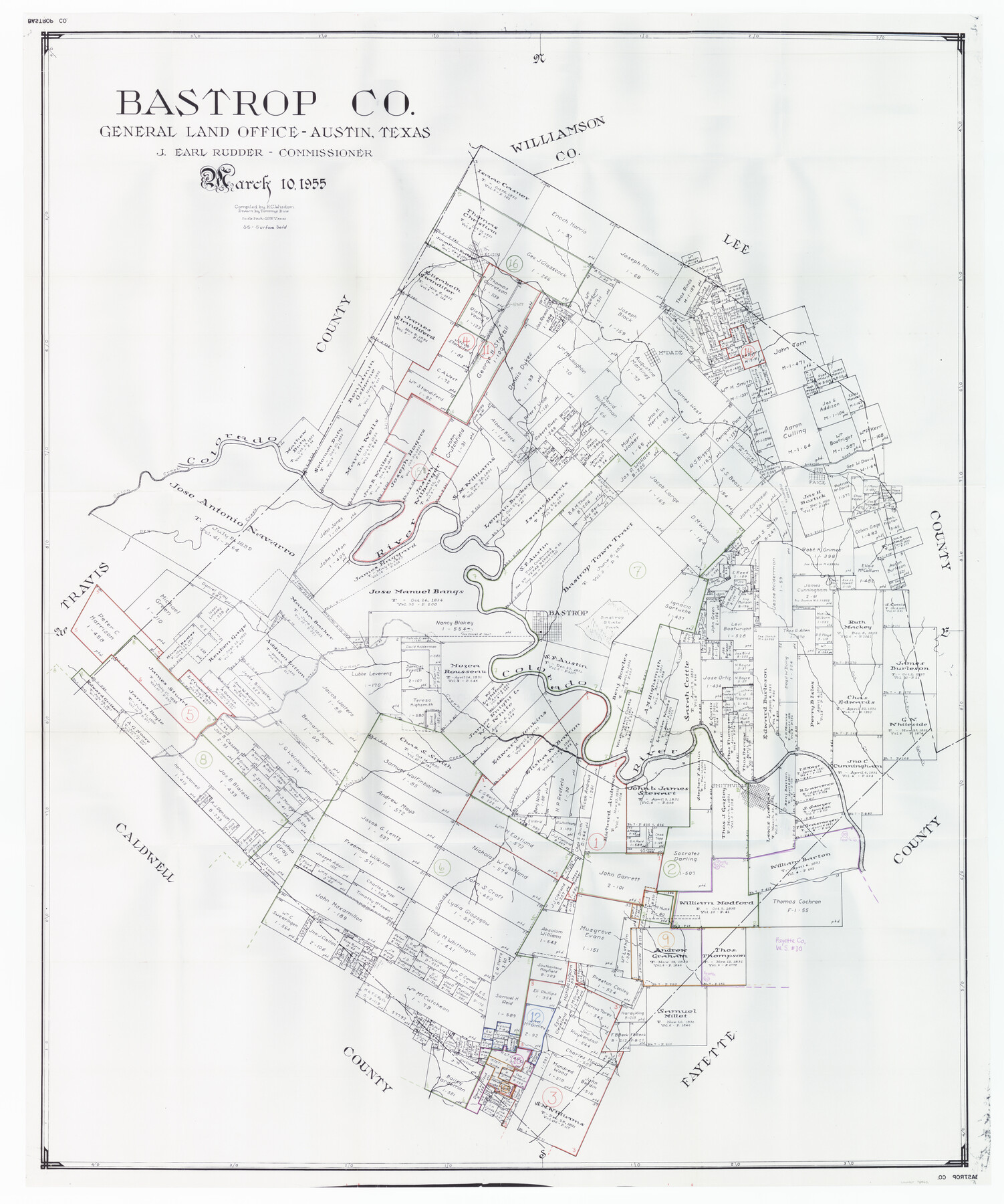 76462, Bastrop County Working Sketch Graphic Index, General Map Collection