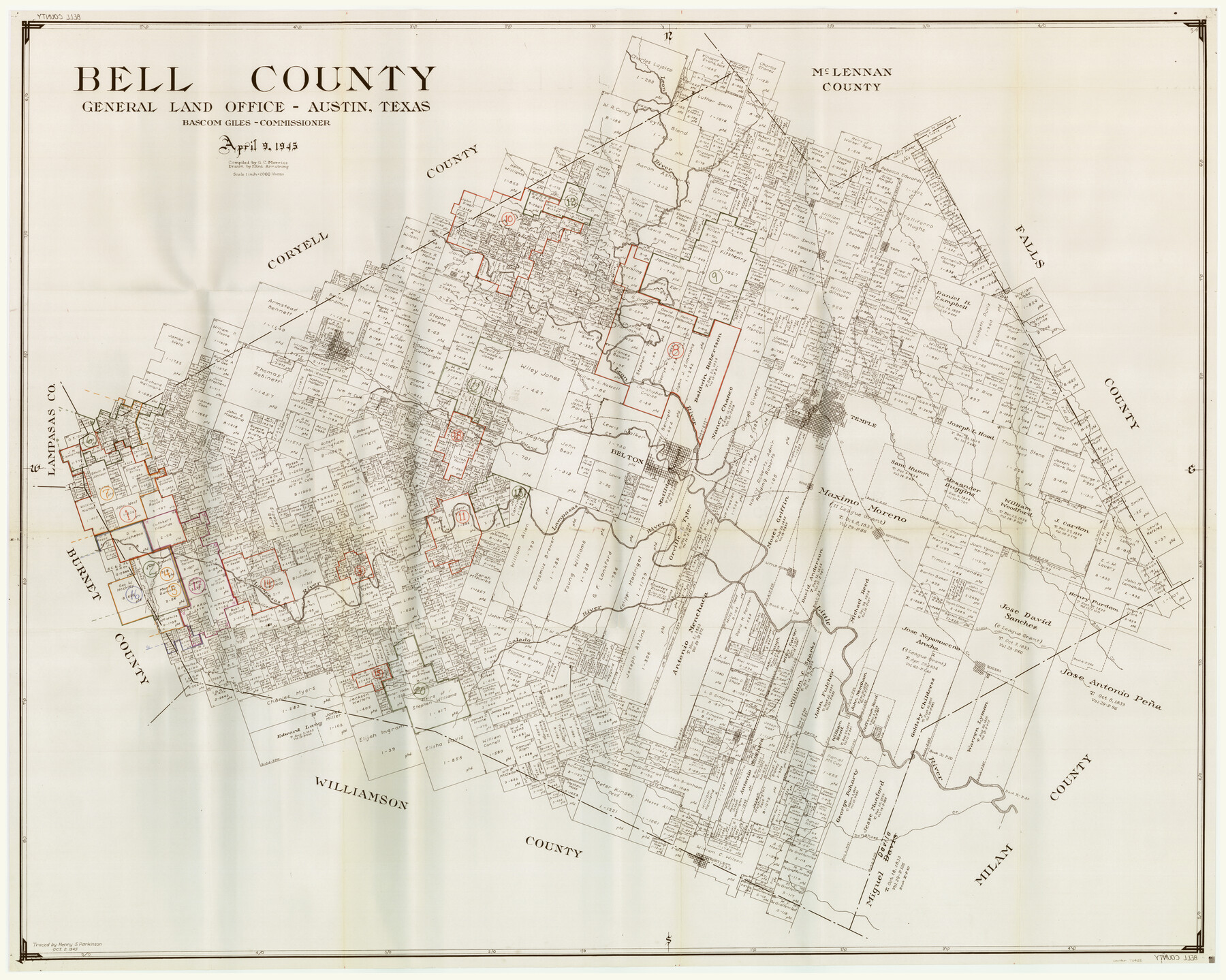 76465, Bell County Working Sketch Graphic Index, General Map Collection