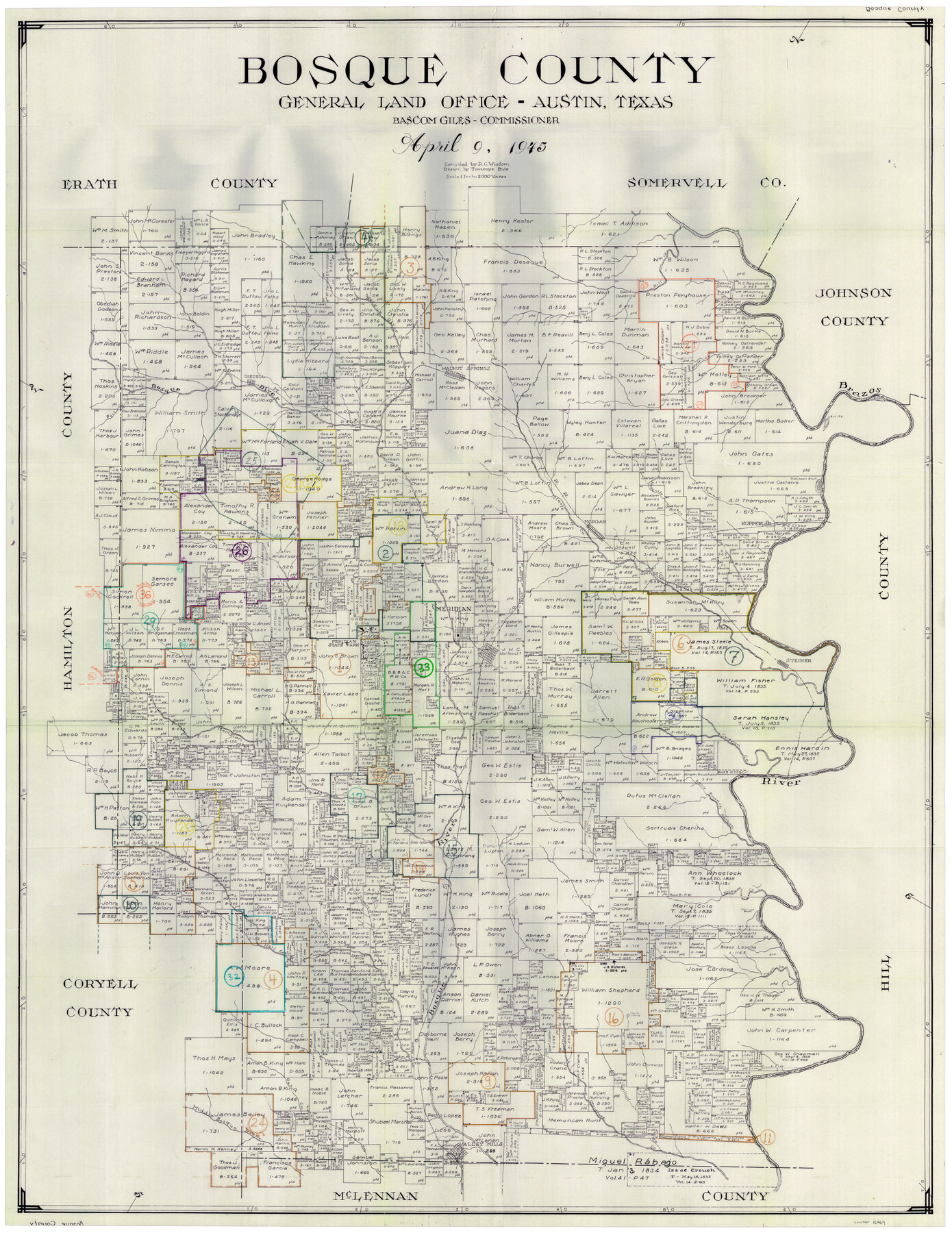 76469, Bosque County Working Sketch Graphic Index, General Map Collection
