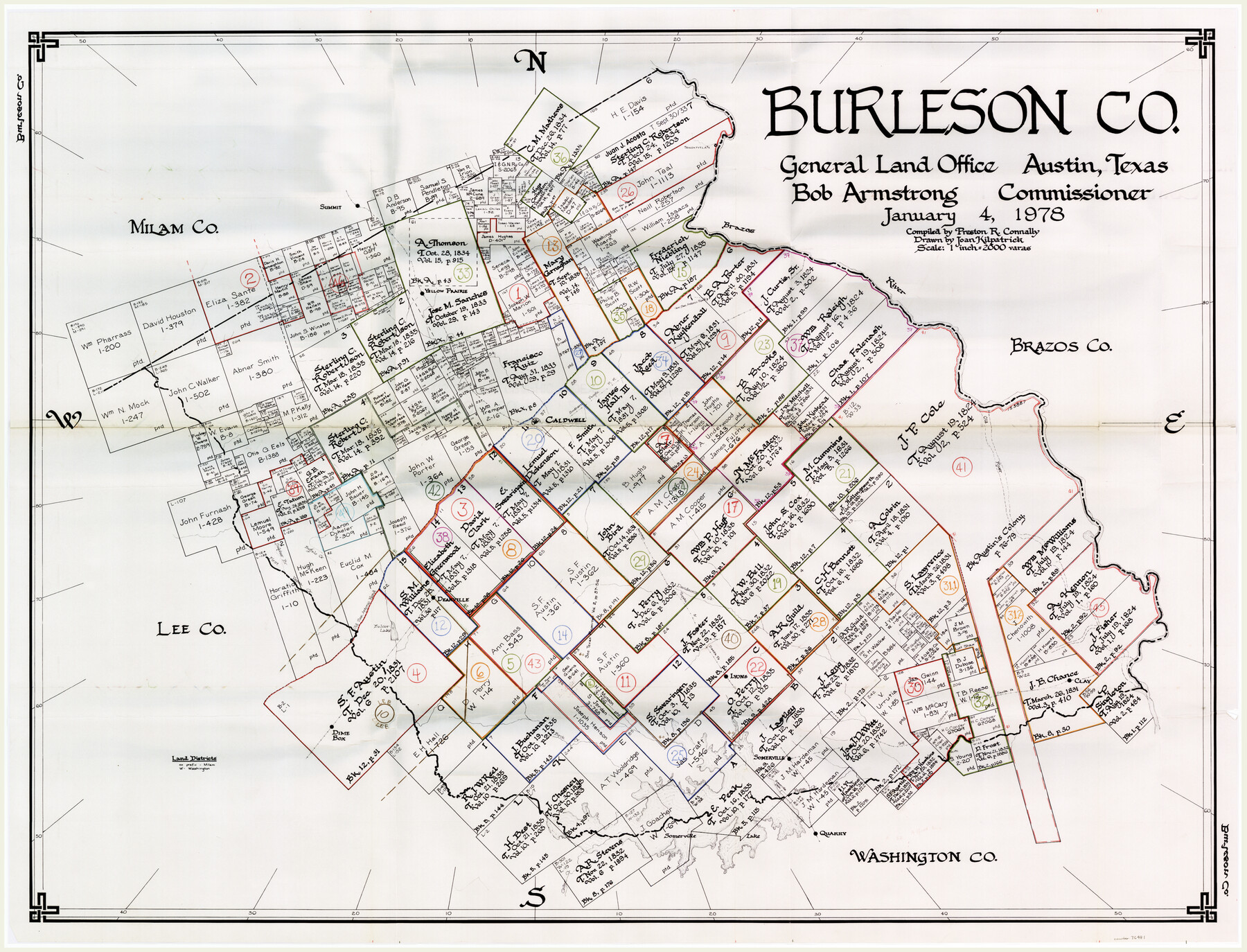 76481, Burleson County Working Sketch Graphic Index, General Map Collection