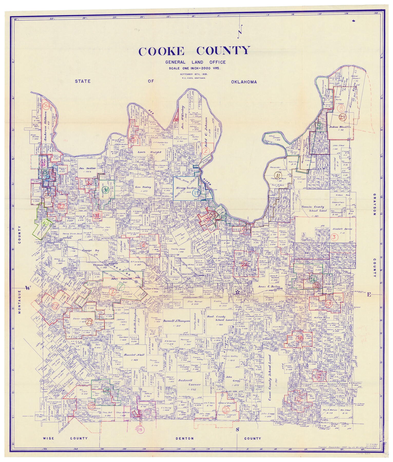 76504, Cooke County Working Sketch Graphic Index, General Map Collection