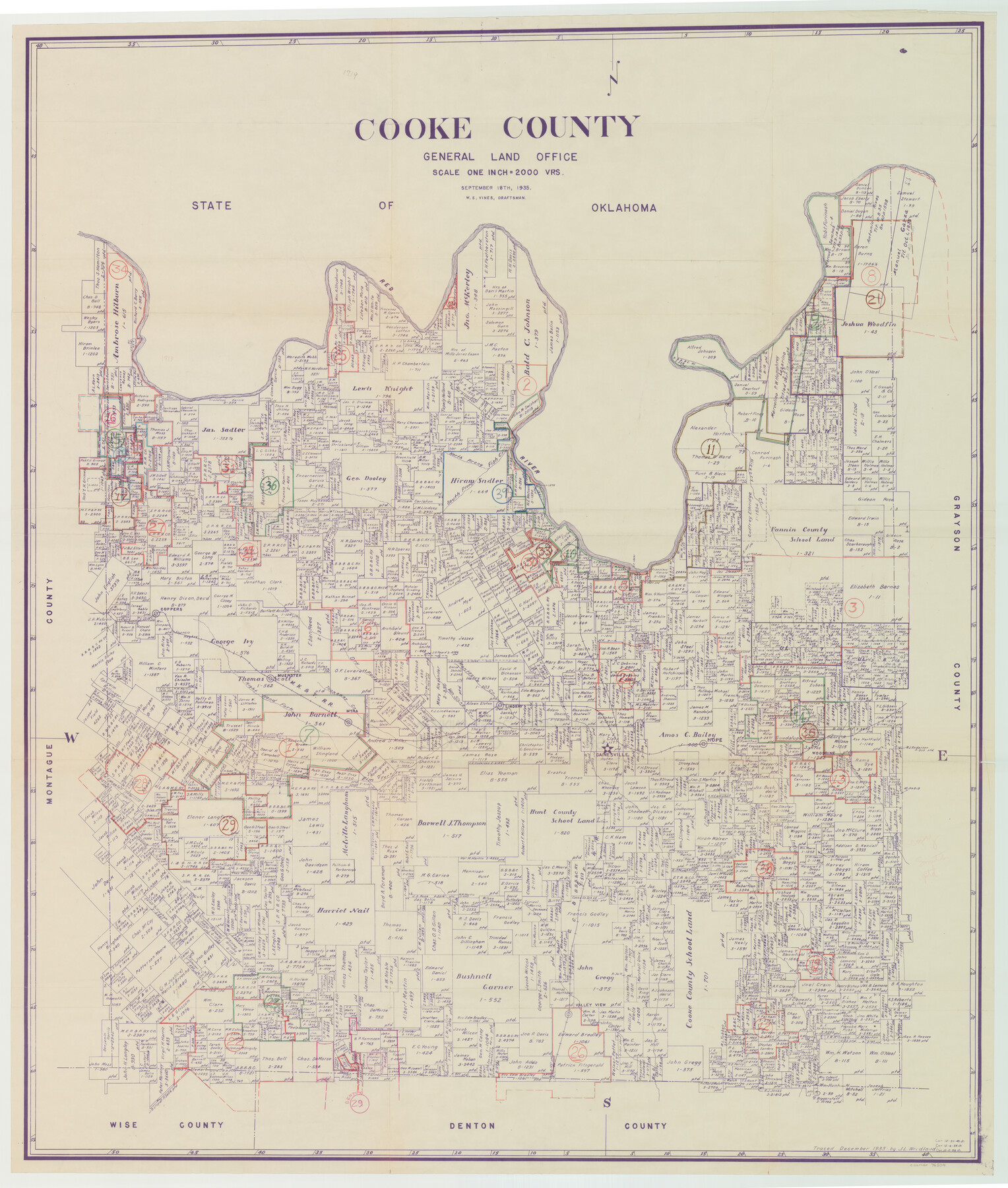 76504, Cooke County Working Sketch Graphic Index, General Map Collection
