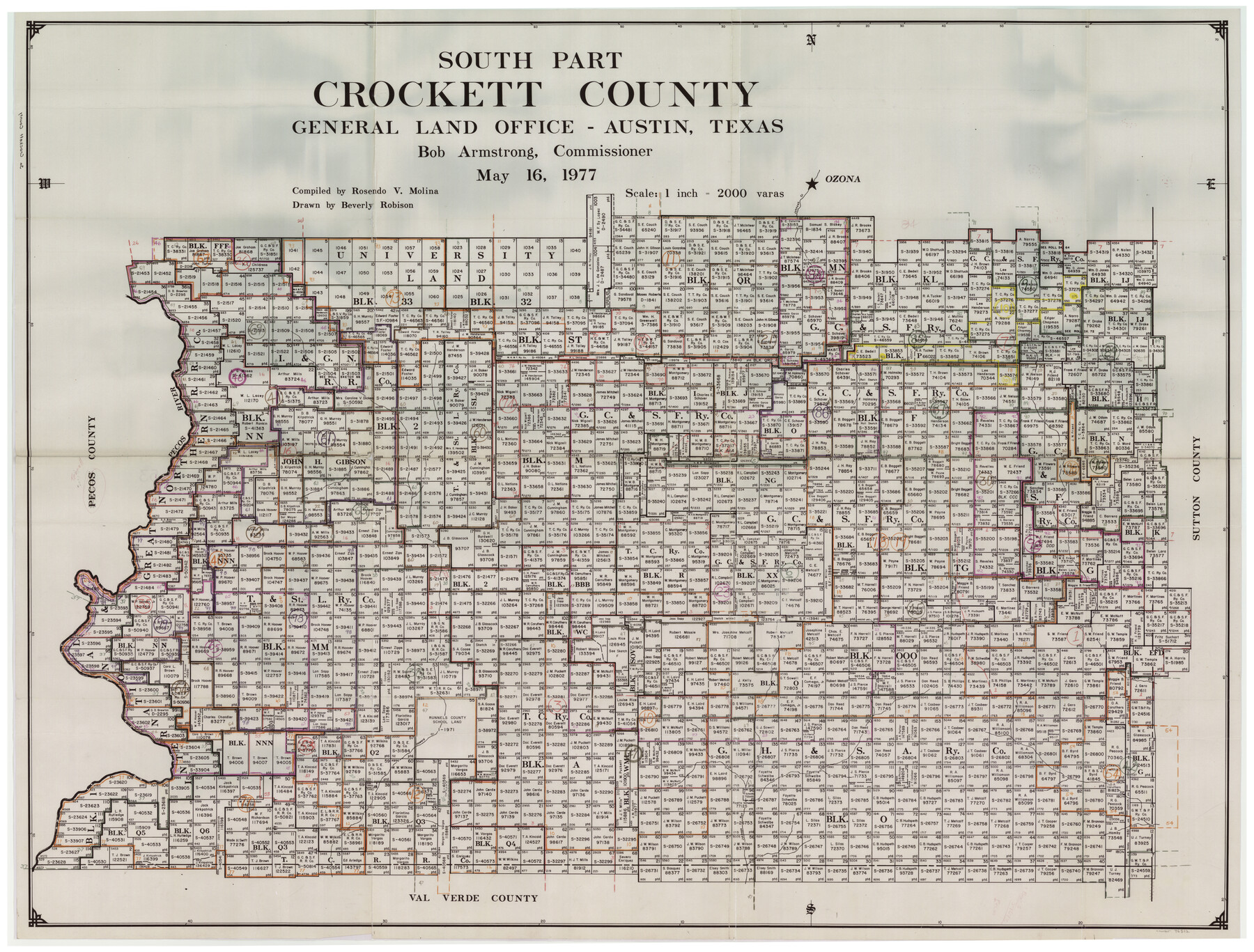 76512, Crockett County Working Sketch Graphic Index - south part, General Map Collection