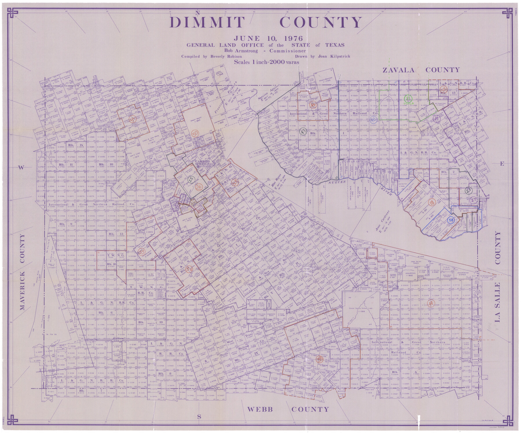 76525, Dimmit County Working Sketch Graphic Index - sheet B, General Map Collection