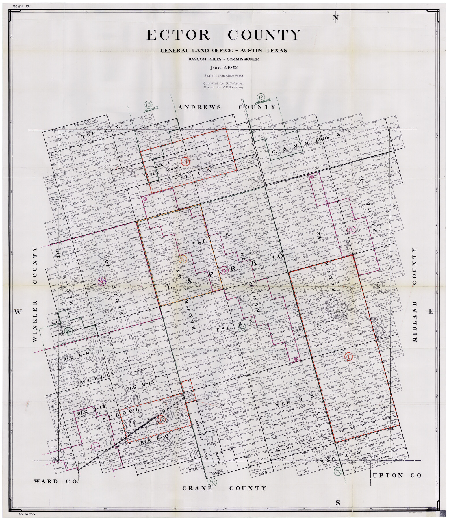 76530, Ector County Working Sketch Graphic Index - sheet A, General Map Collection
