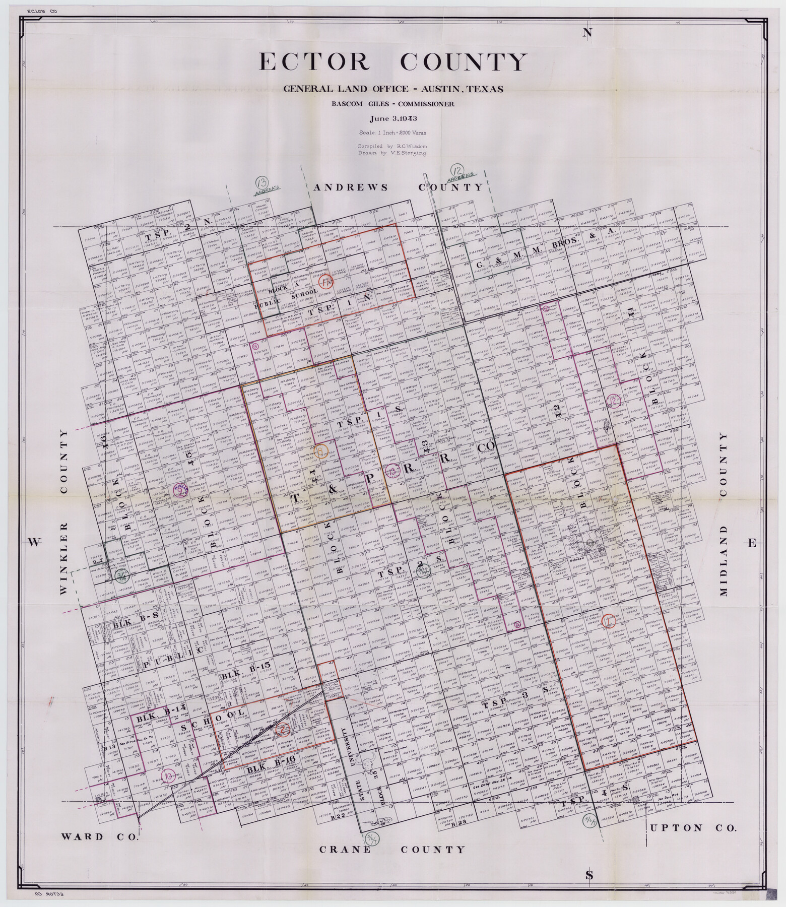 76530, Ector County Working Sketch Graphic Index - sheet A, General Map Collection