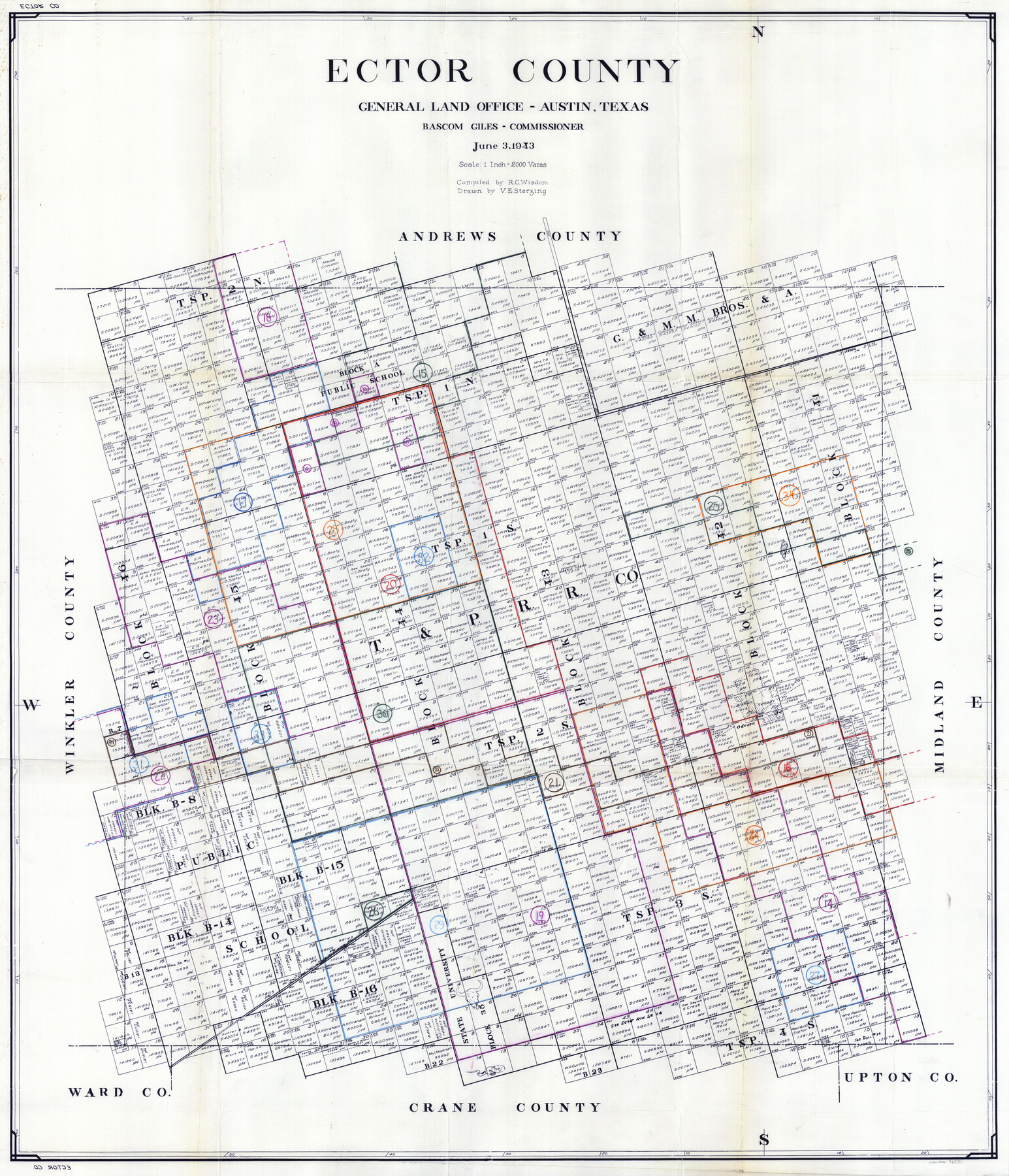 76531, Ector County Working Sketch Graphic Index - sheet B, General Map Collection
