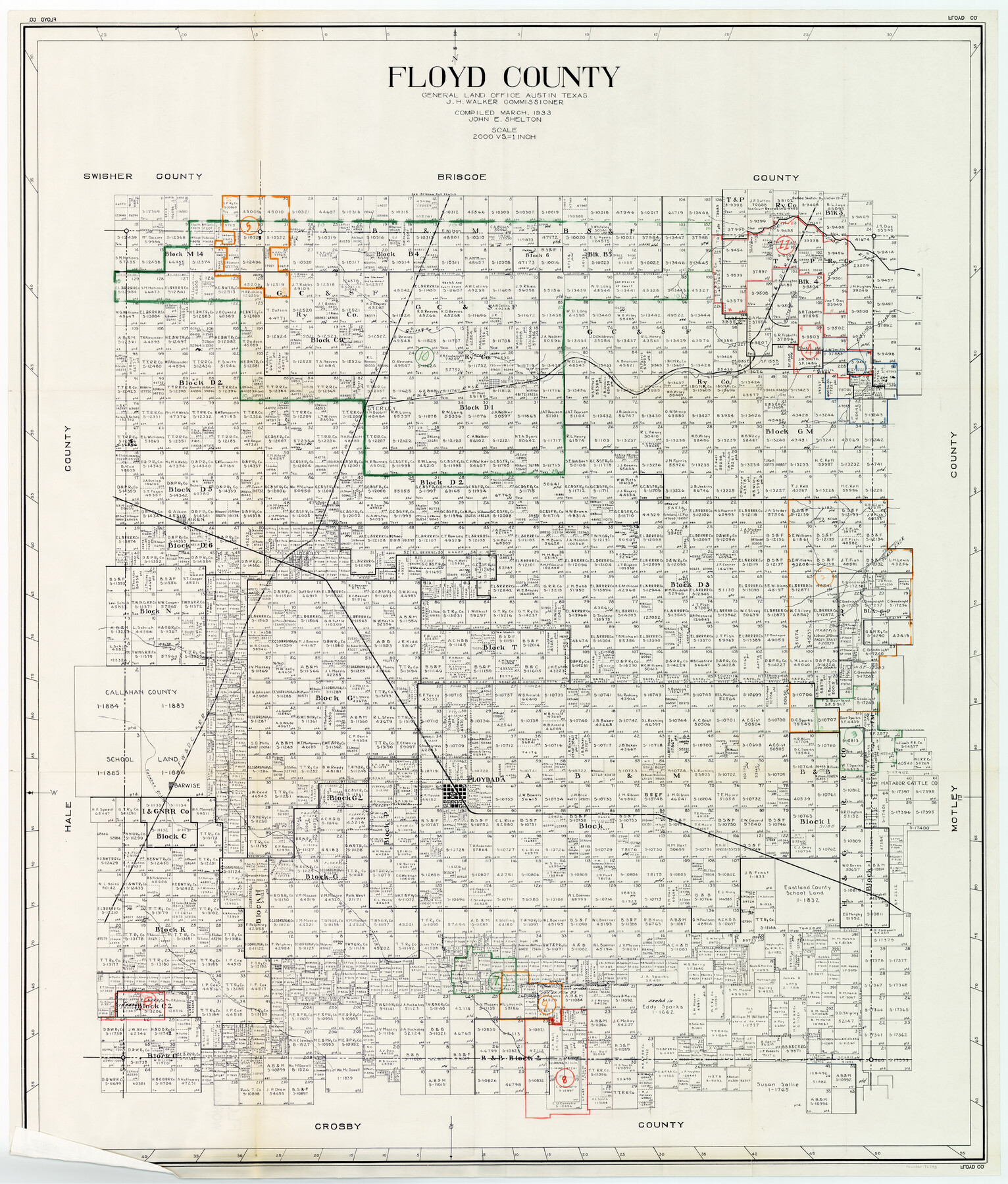 76543, Floyd County Working Sketch Graphic Index, General Map Collection