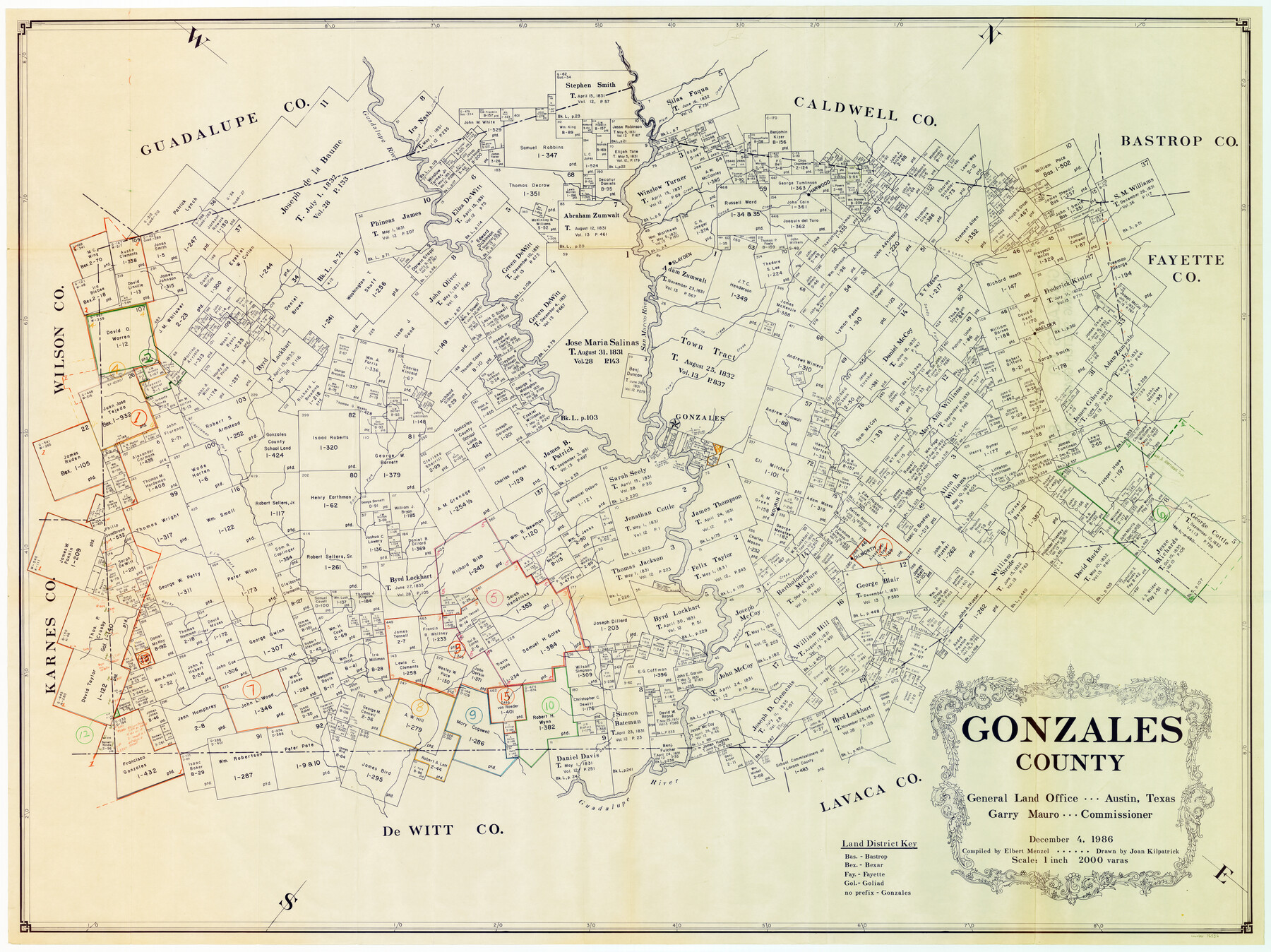 76556, Gonzales County Working Sketch Graphic Index, General Map Collection