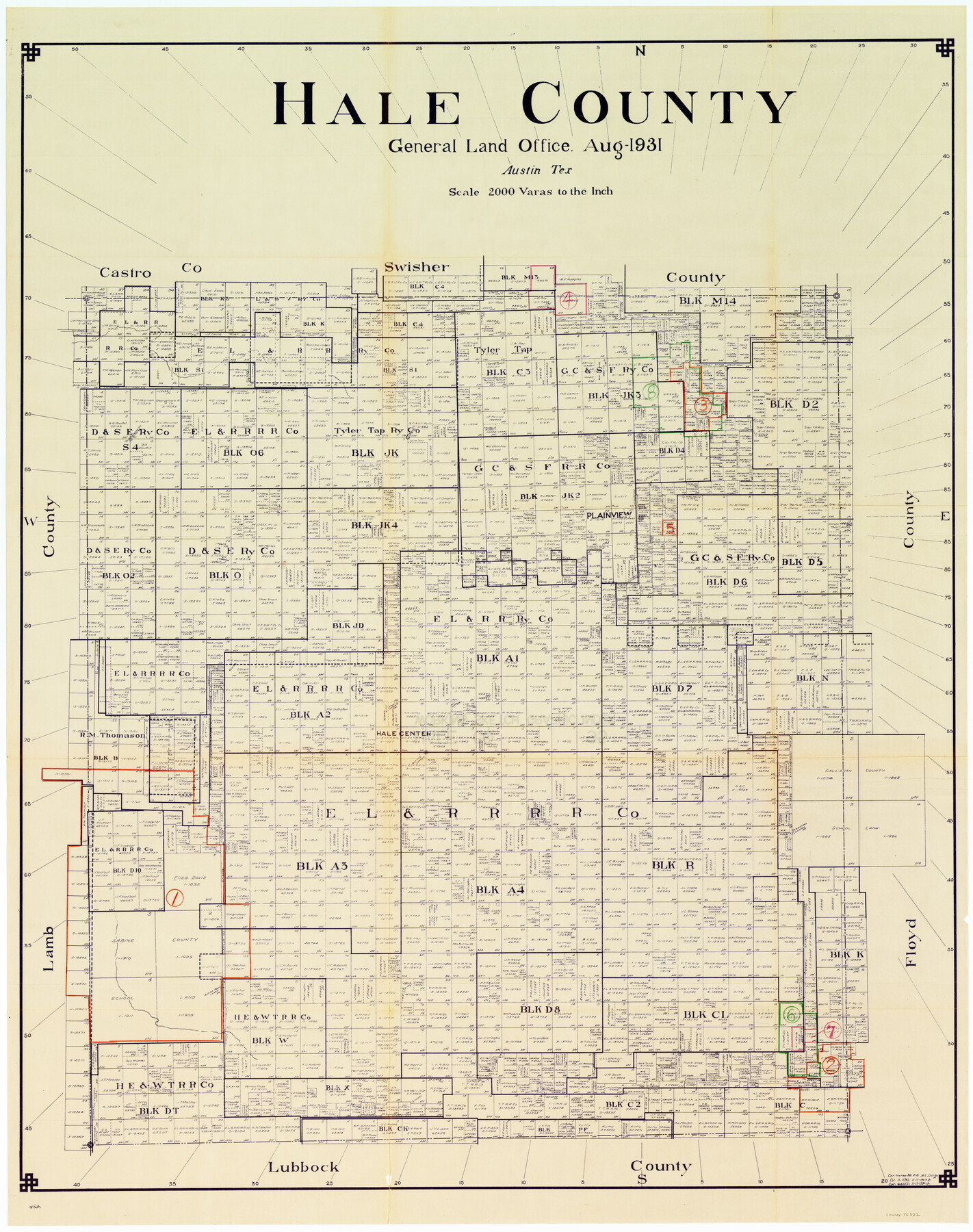 76562, Hale County Working Sketch Graphic Index, General Map Collection