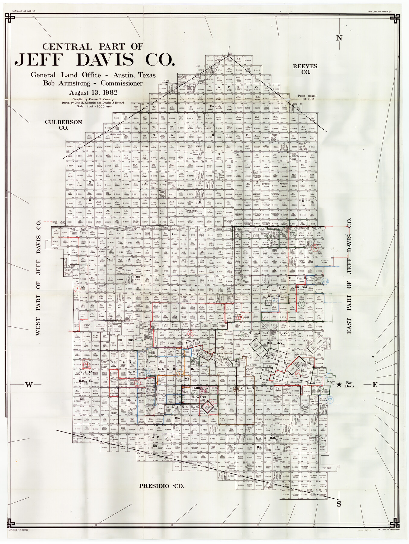 76593, Jeff Davis County Working Sketch Graphic Index - central part, General Map Collection