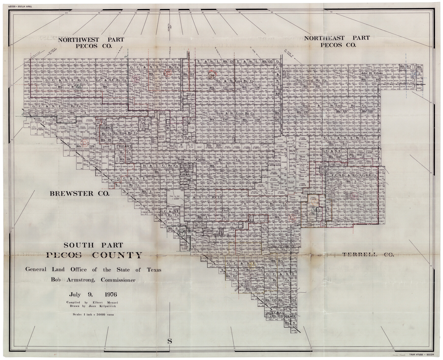 76665, Pecos County Working Sketch Graphic Index - south part, General Map Collection
