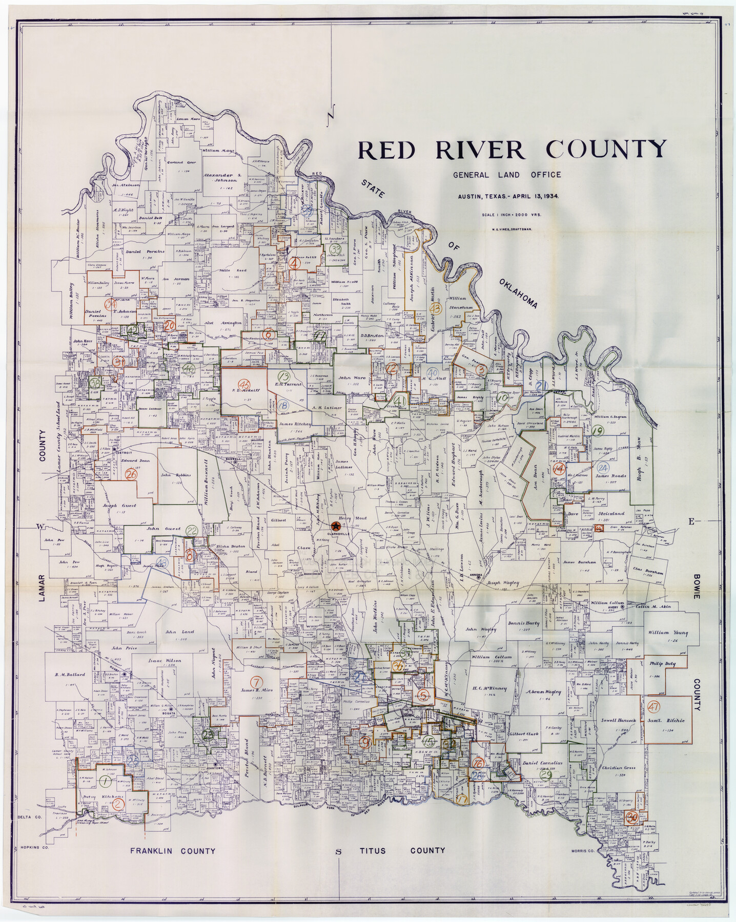 76680, Red River County Working Sketch Graphic Index, Sheet 1 (Sketches 1 to 48), General Map Collection