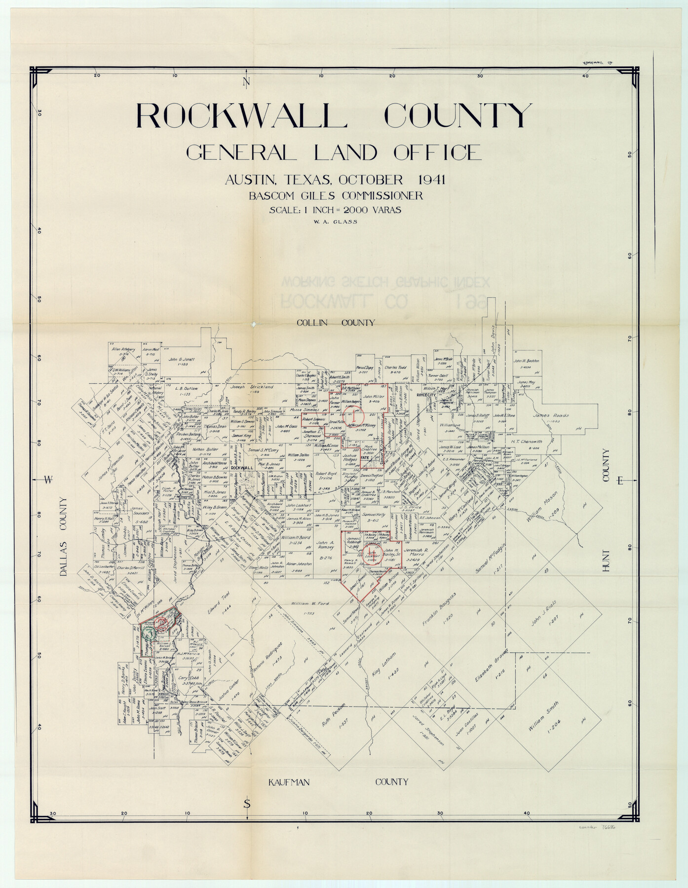 76686, Rockwall County Working Sketch Graphic Index, General Map Collection