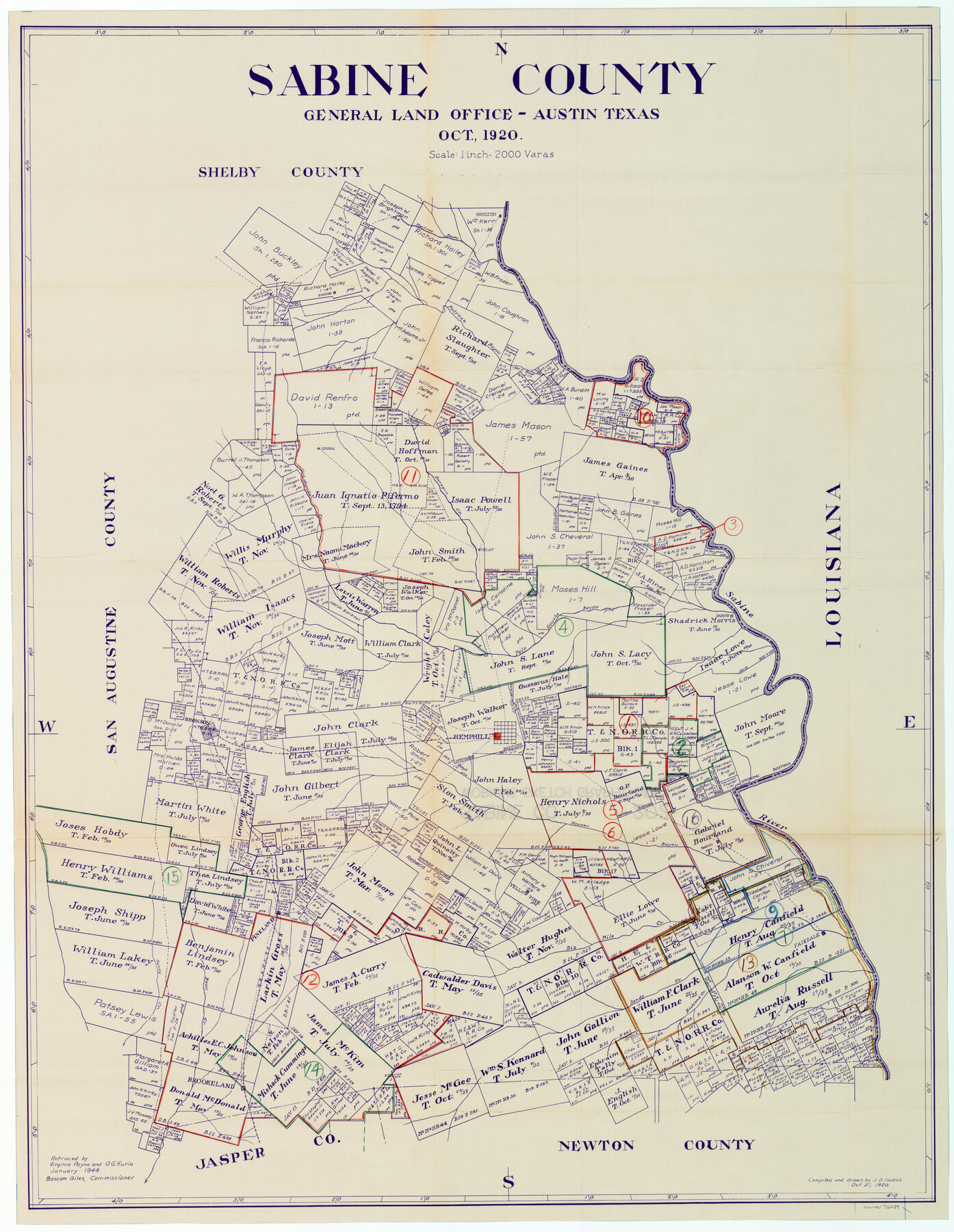 76689, Sabine County Working Sketch Graphic Index, General Map Collection