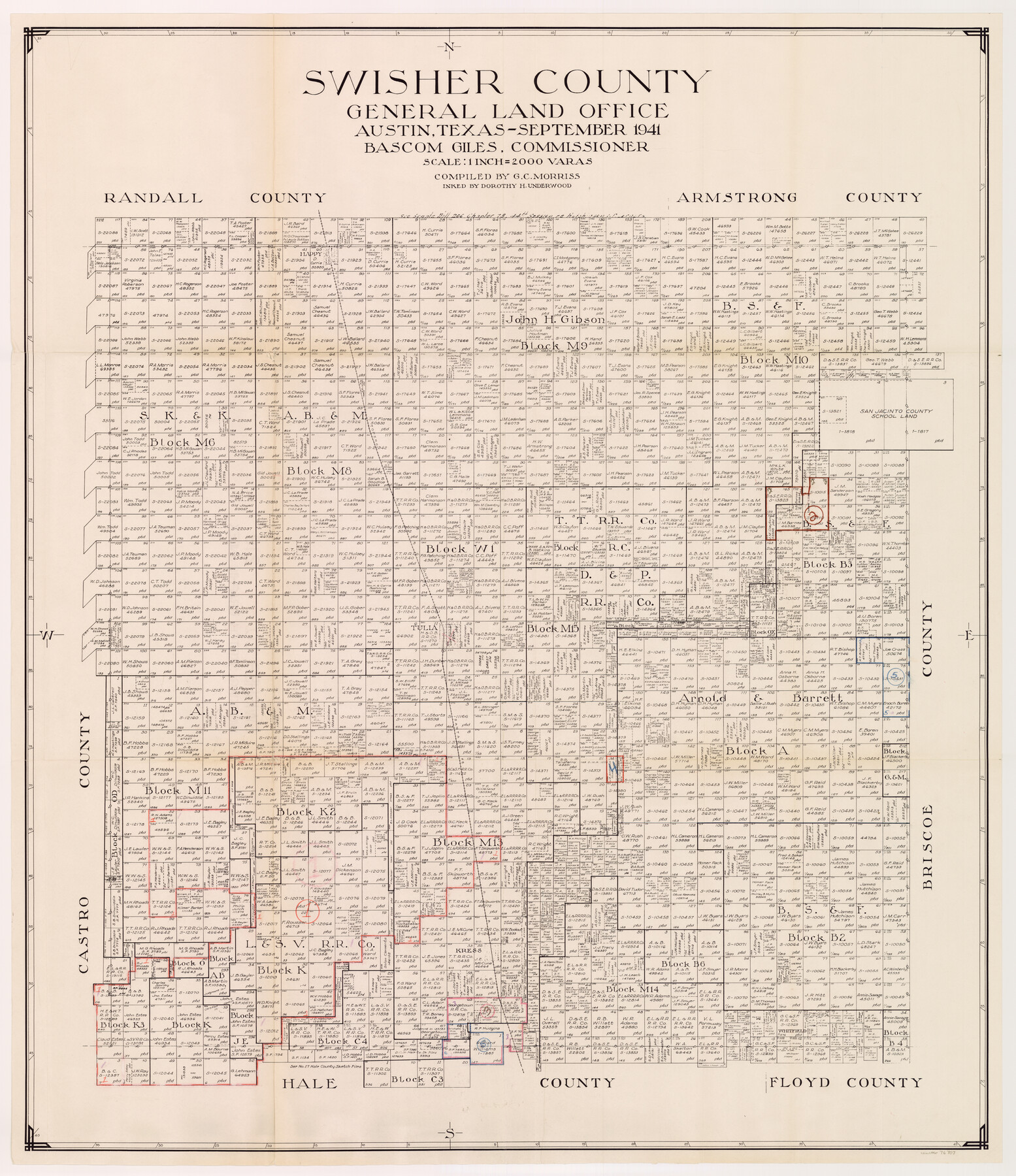 76707, Swisher County Working Sketch Graphic Index, General Map Collection