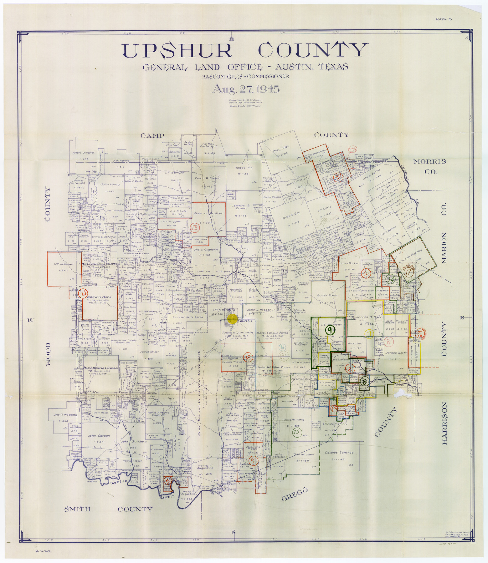 76720, Upshur County Working Sketch Graphic Index, General Map Collection