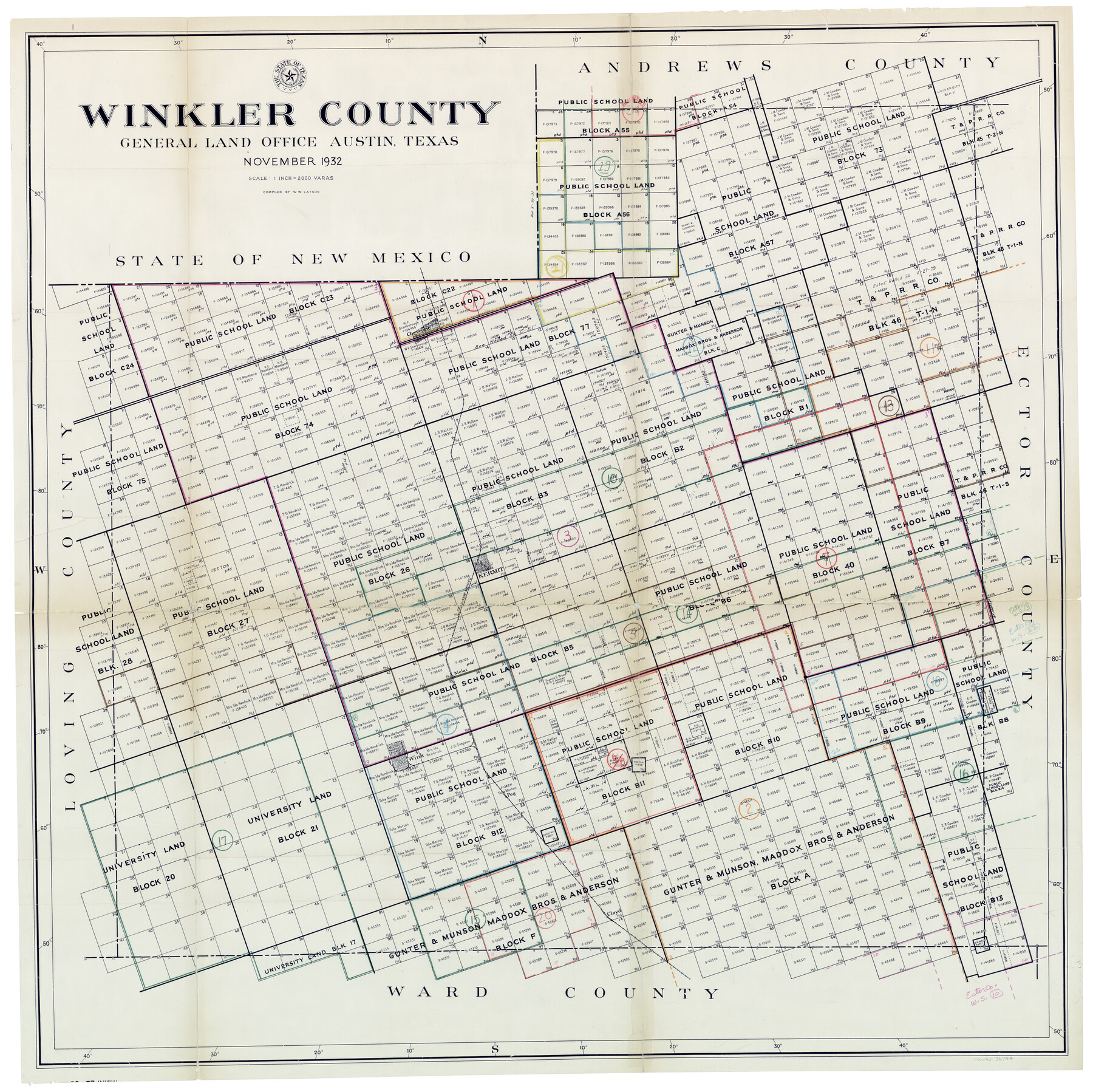 76744, Winkler County Working Sketch Graphic Index, General Map Collection
