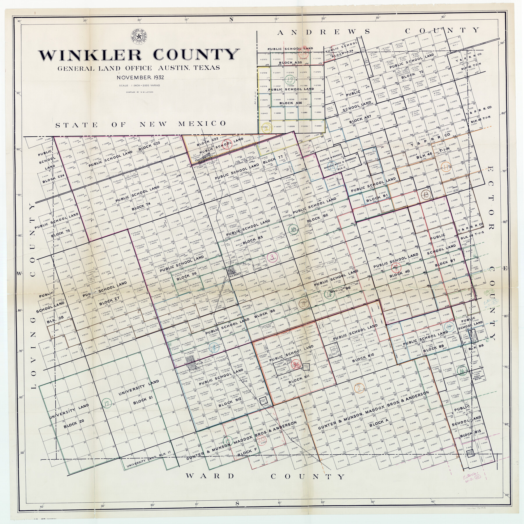 76744, Winkler County Working Sketch Graphic Index, General Map Collection