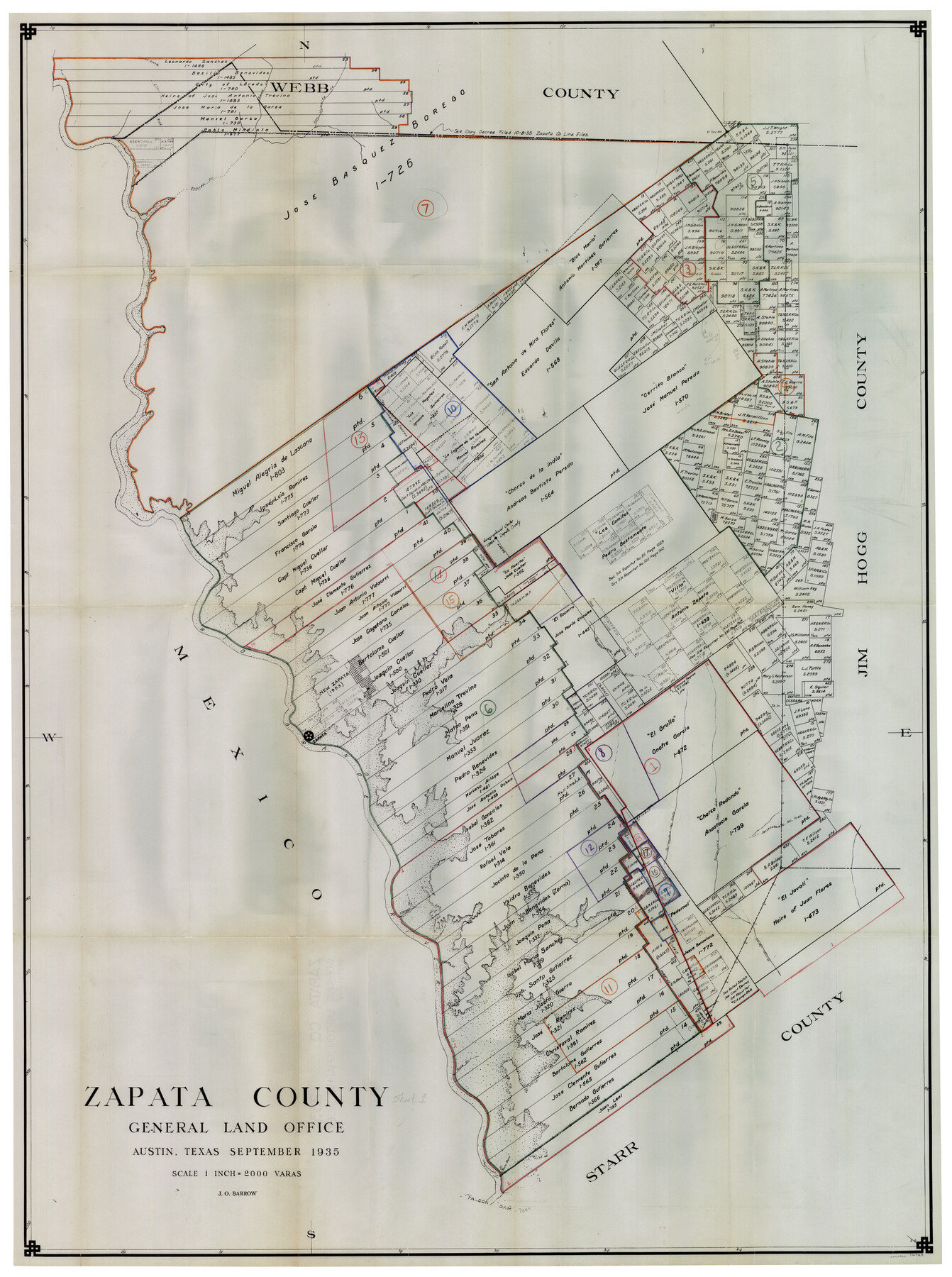 76749, Zapata County Working Sketch Graphic Index, Sheet 1 (Sketches 1 to 18), General Map Collection