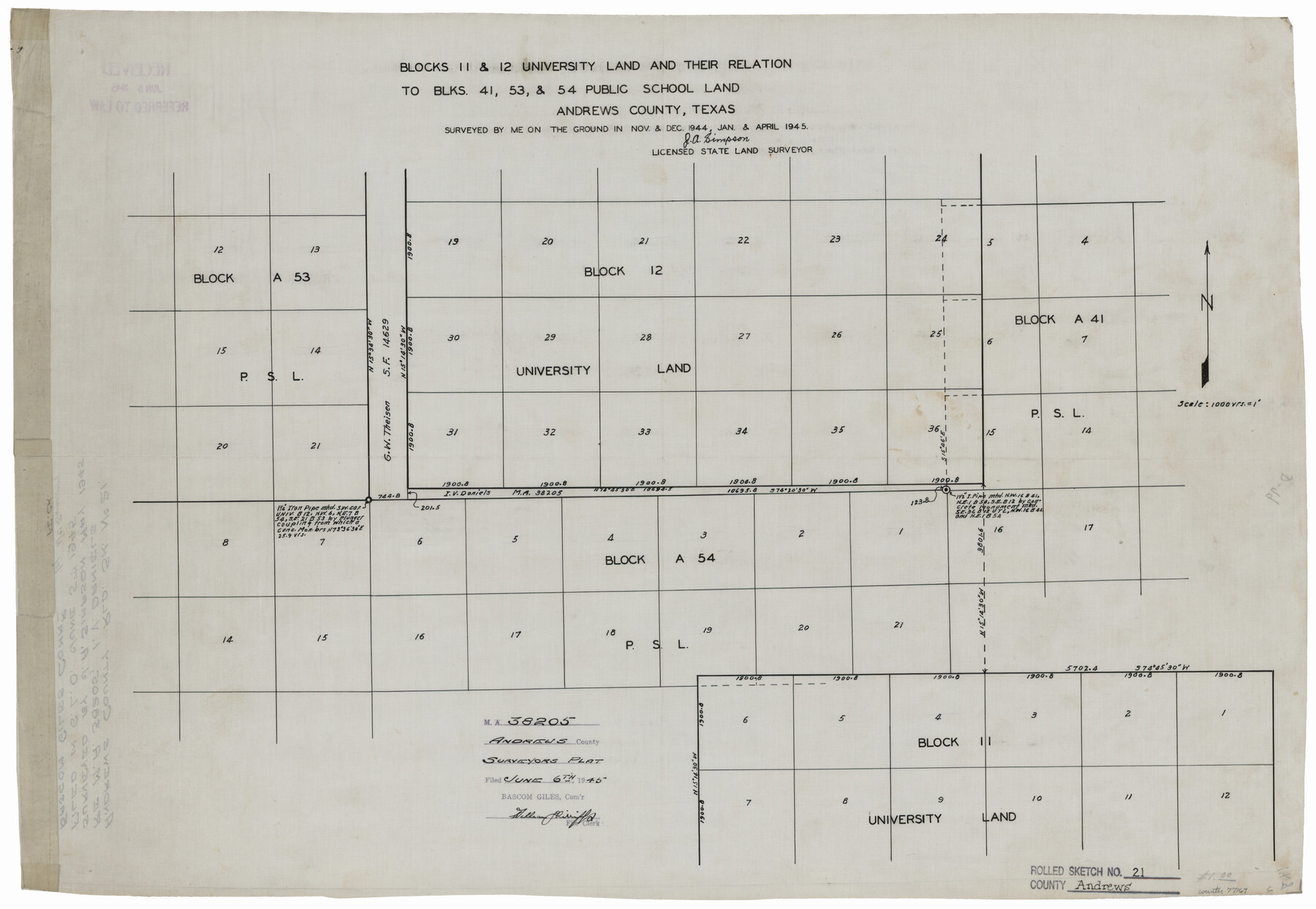77169, Andrews County Rolled Sketch 21, General Map Collection