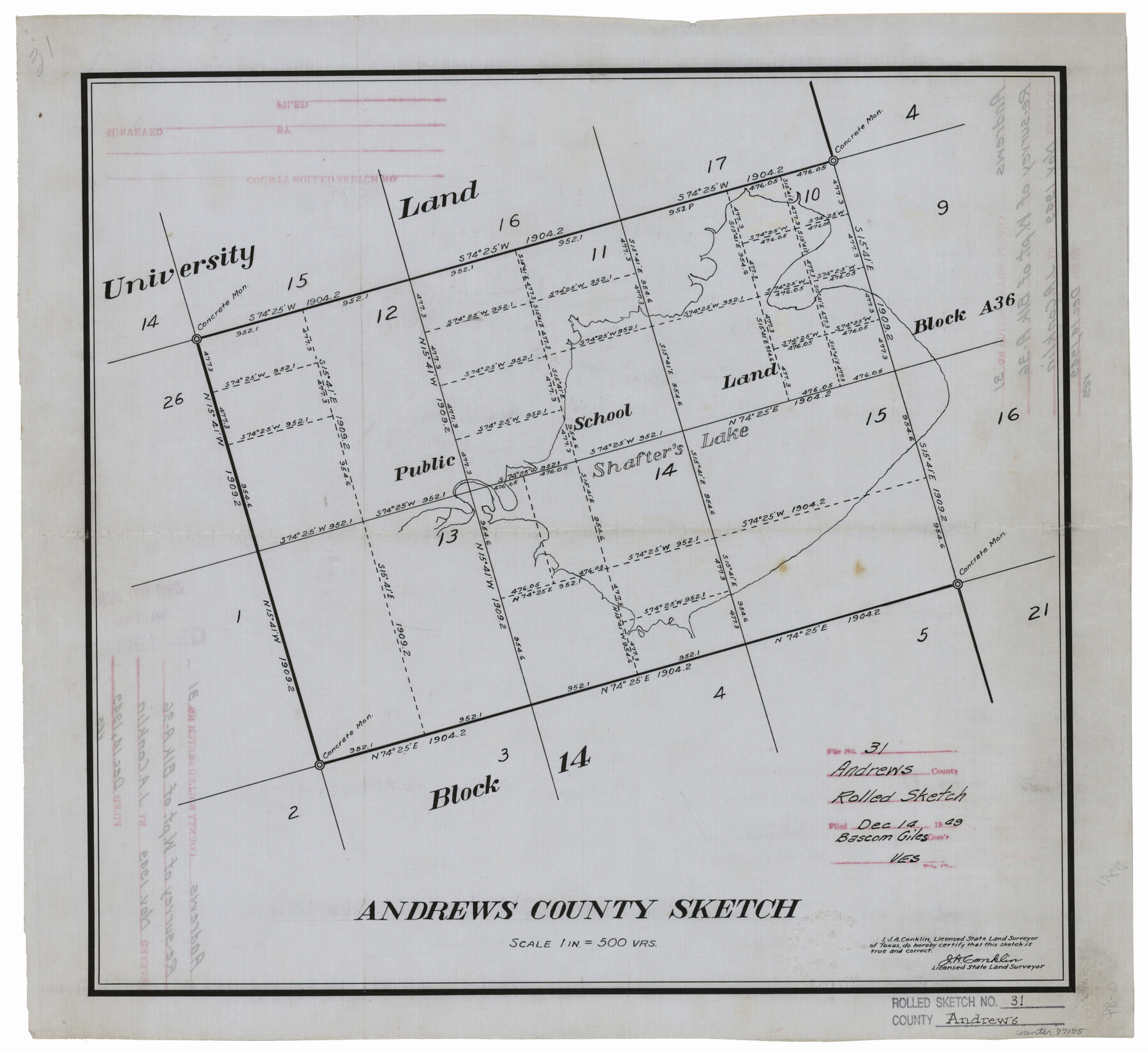 77175, Andrews County Rolled Sketch 31, General Map Collection