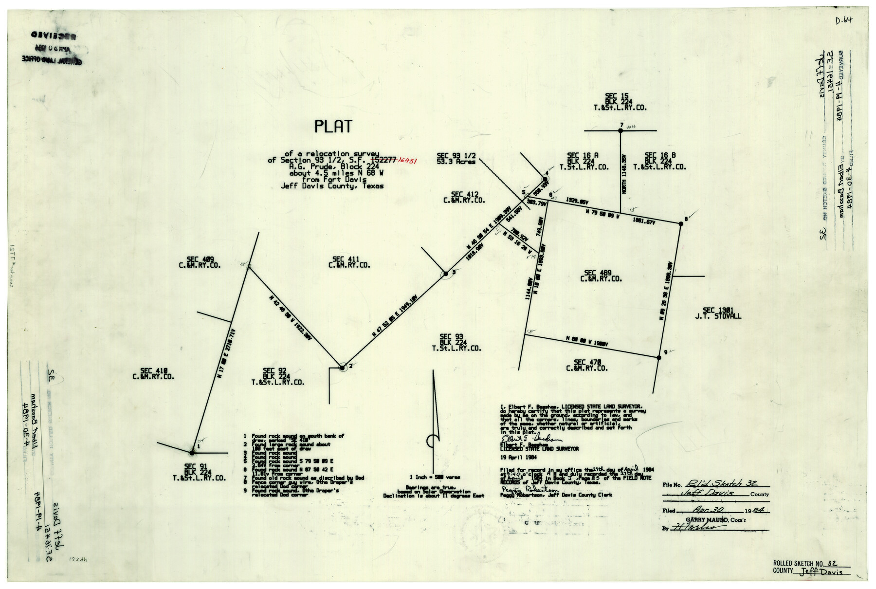 7721, Jeff Davis County Rolled Sketch 32, General Map Collection
