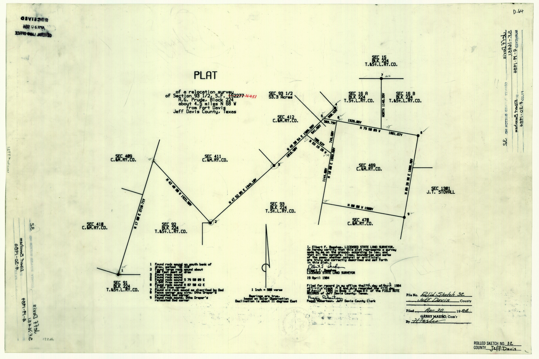 7721, Jeff Davis County Rolled Sketch 32, General Map Collection