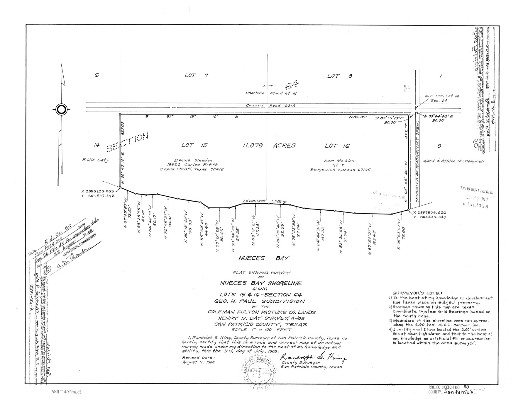 7736, San Patricio County Rolled Sketch 50, General Map Collection