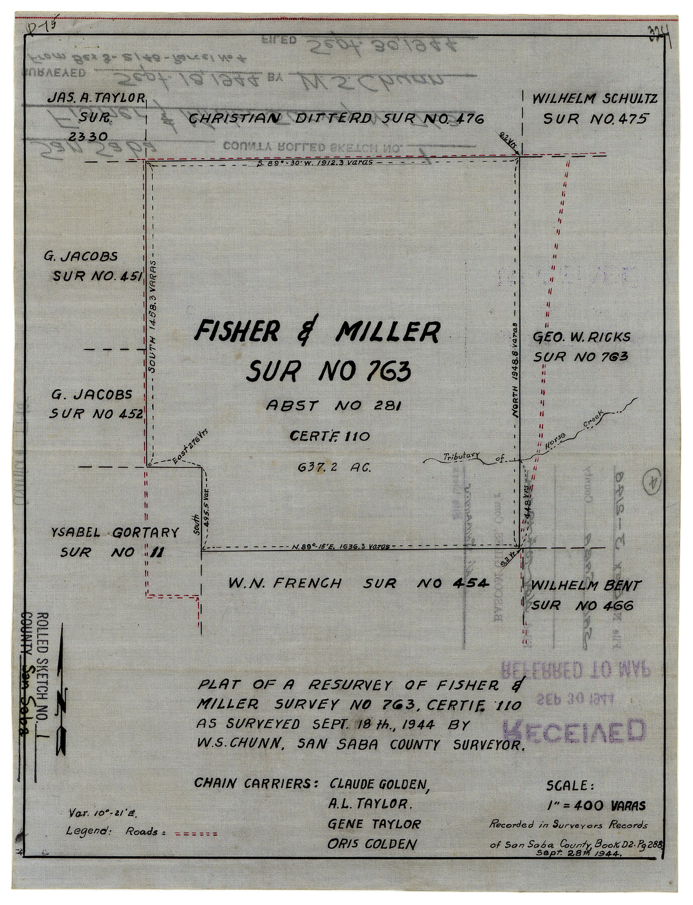7742, San Saba County Rolled Sketch 1, General Map Collection

