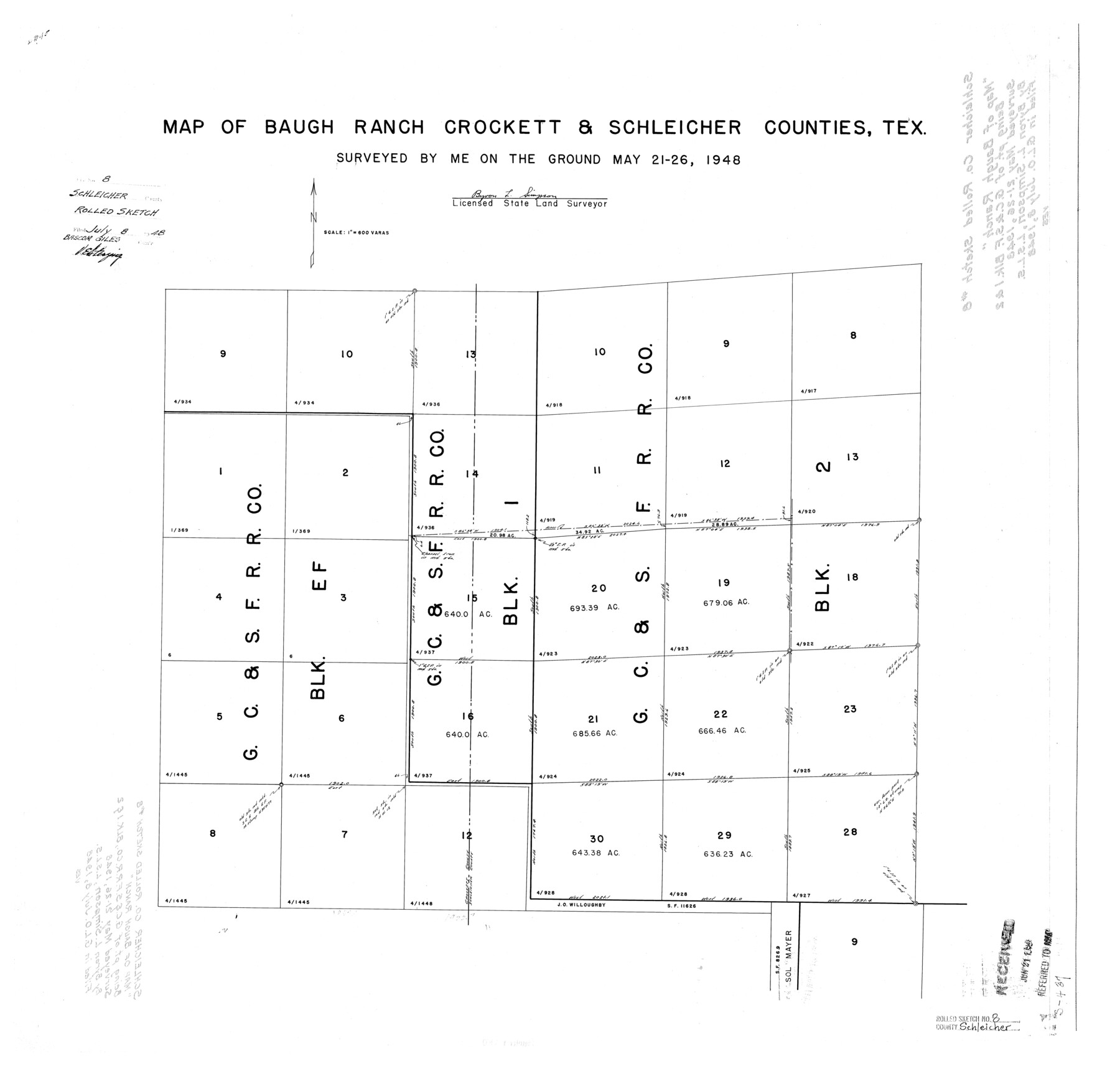 7750, Schleicher County Rolled Sketch 8, General Map Collection