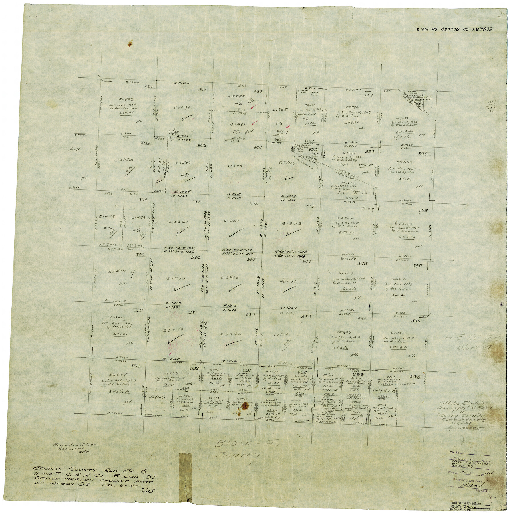 7766, Scurry County Rolled Sketch 6, General Map Collection
