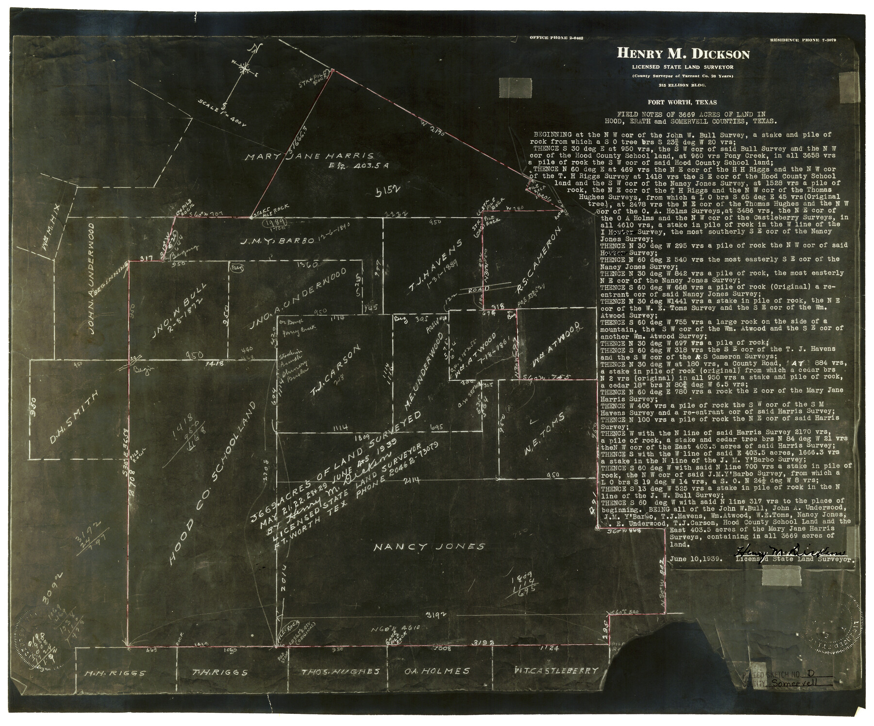 7794, Somervell County Rolled Sketch D, General Map Collection
