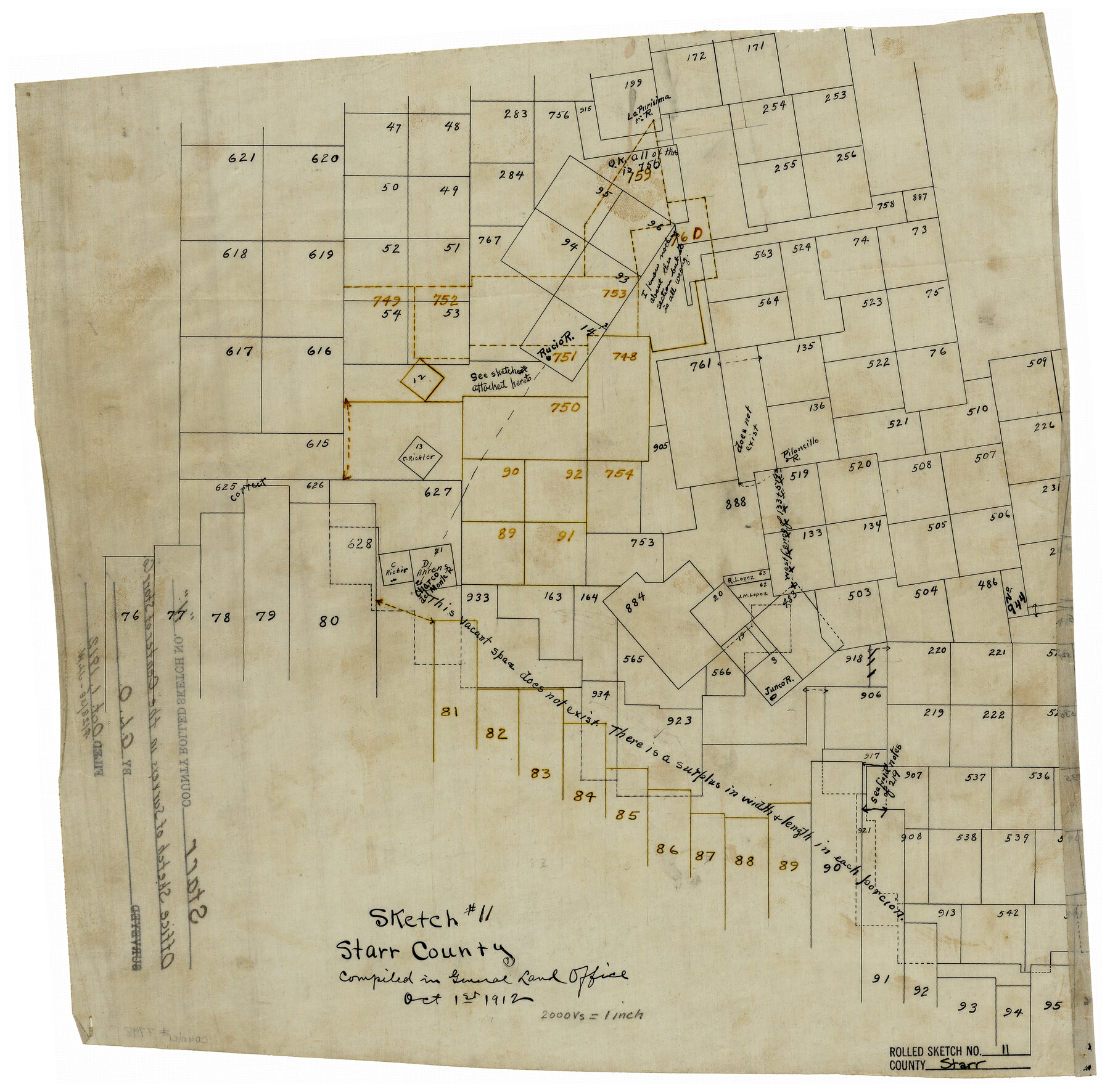 7798, Starr County Rolled Sketch 11, General Map Collection
