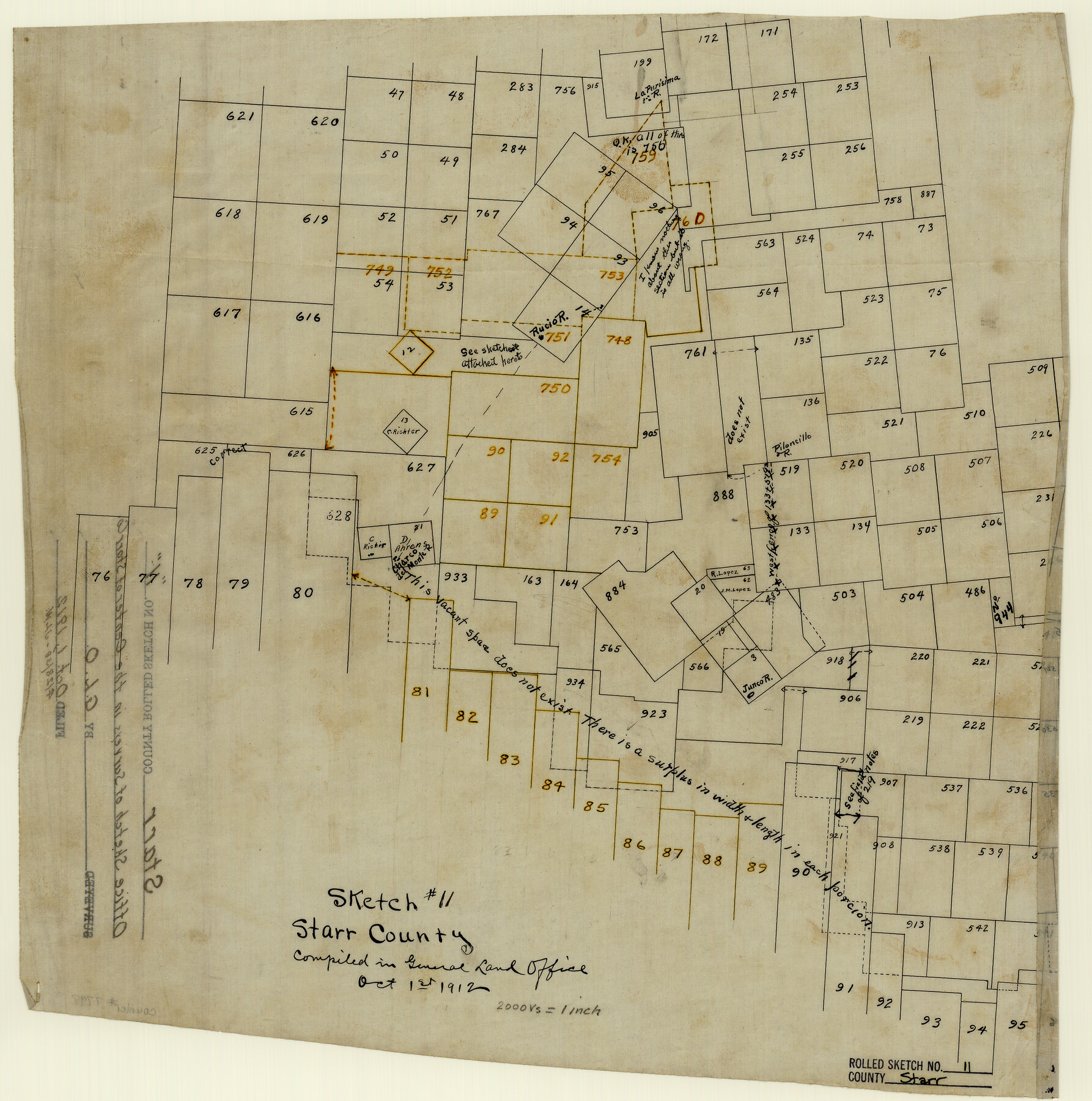 7798, Starr County Rolled Sketch 11, General Map Collection