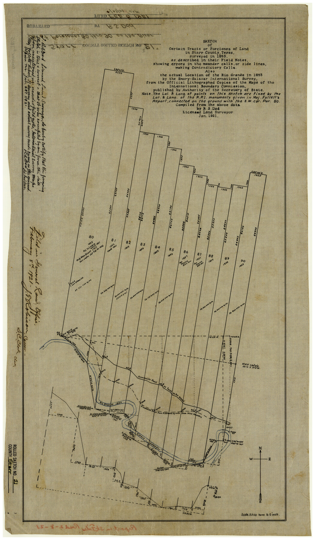 7805, Starr County Rolled Sketch 21, General Map Collection
