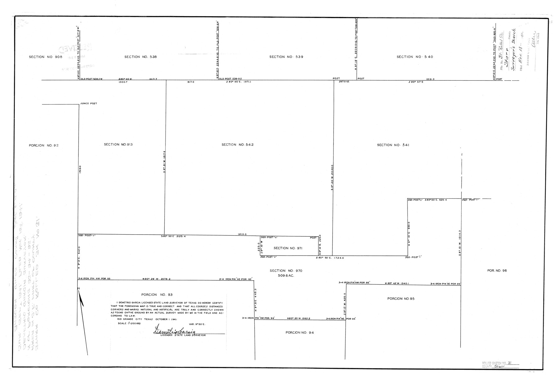 7828, Starr County Rolled Sketch 31, General Map Collection